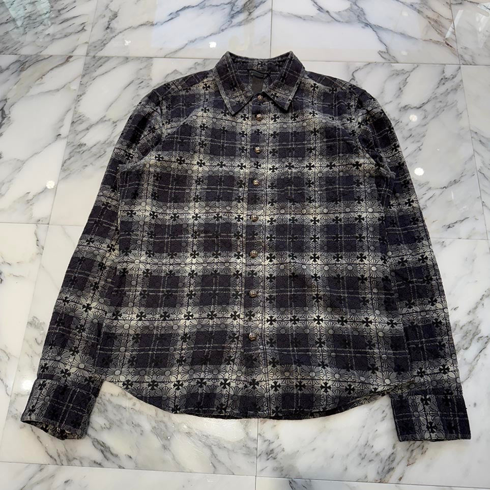 CHROME HEARTS Y NOT Loose Ends Check Shirt Size M クロムハーツ ワイノット ルーズエンド チェックシャツ サイズM