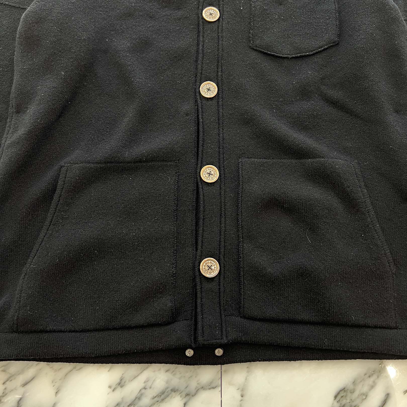 CHROME HEARTS Y NOT King Taco 3 Cemetery Cross Leather Patch Cashmere Knit Cardigan Size L クロムハーツ ワイノット キングタコ 3セメタリークロスレザーパッチ カシミアニット カーディガン サイズL