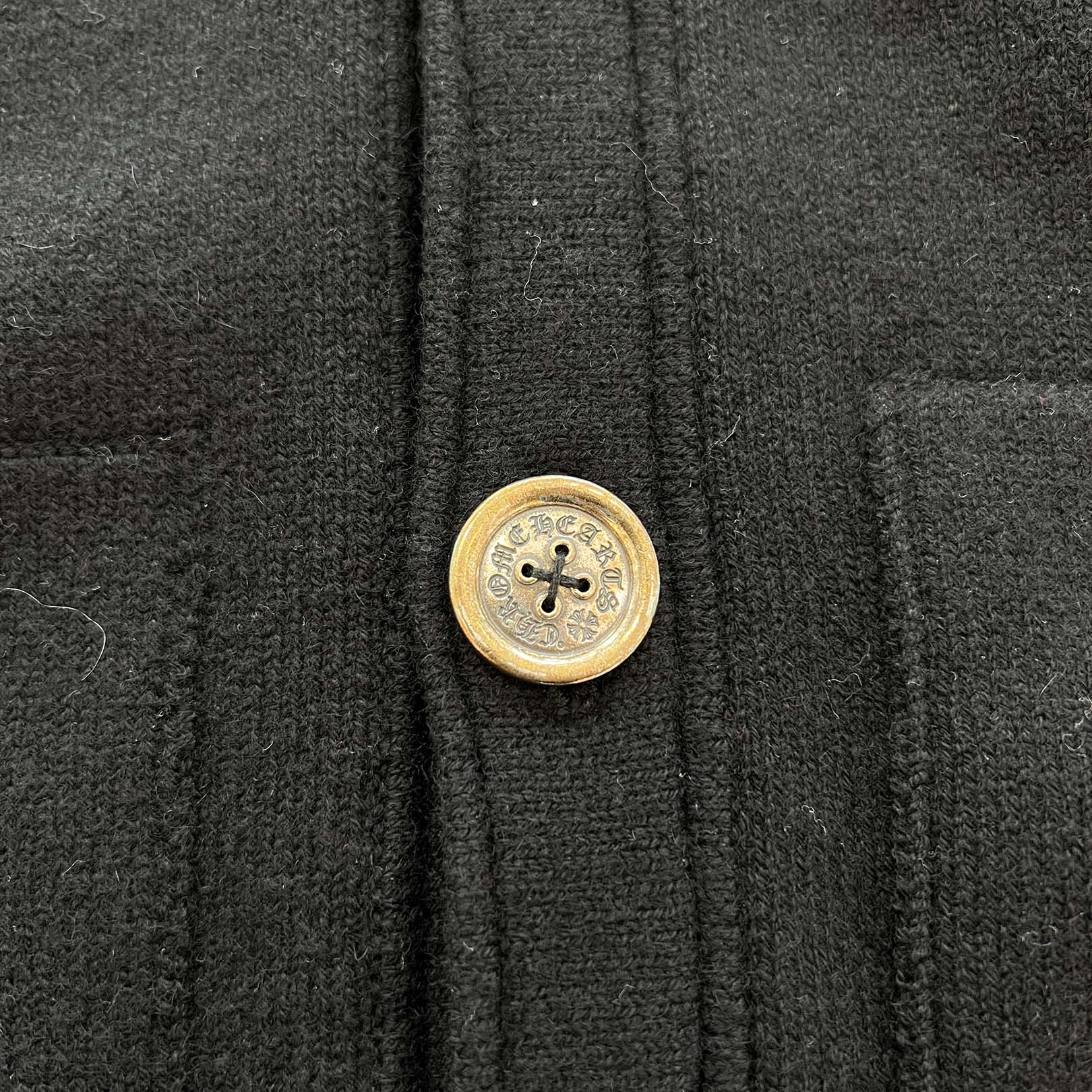 CHROME HEARTS Y NOT King Taco 3 Cemetery Cross Leather Patch Cashmere Knit Cardigan Size L クロムハーツ ワイノット キングタコ 3セメタリークロスレザーパッチ カシミアニット カーディガン サイズL