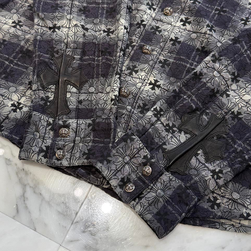 CHROME HEARTS Y NOT Loose Ends Check Shirt Size M クロムハーツ ワイノット ルーズエンド チェックシャツ サイズM