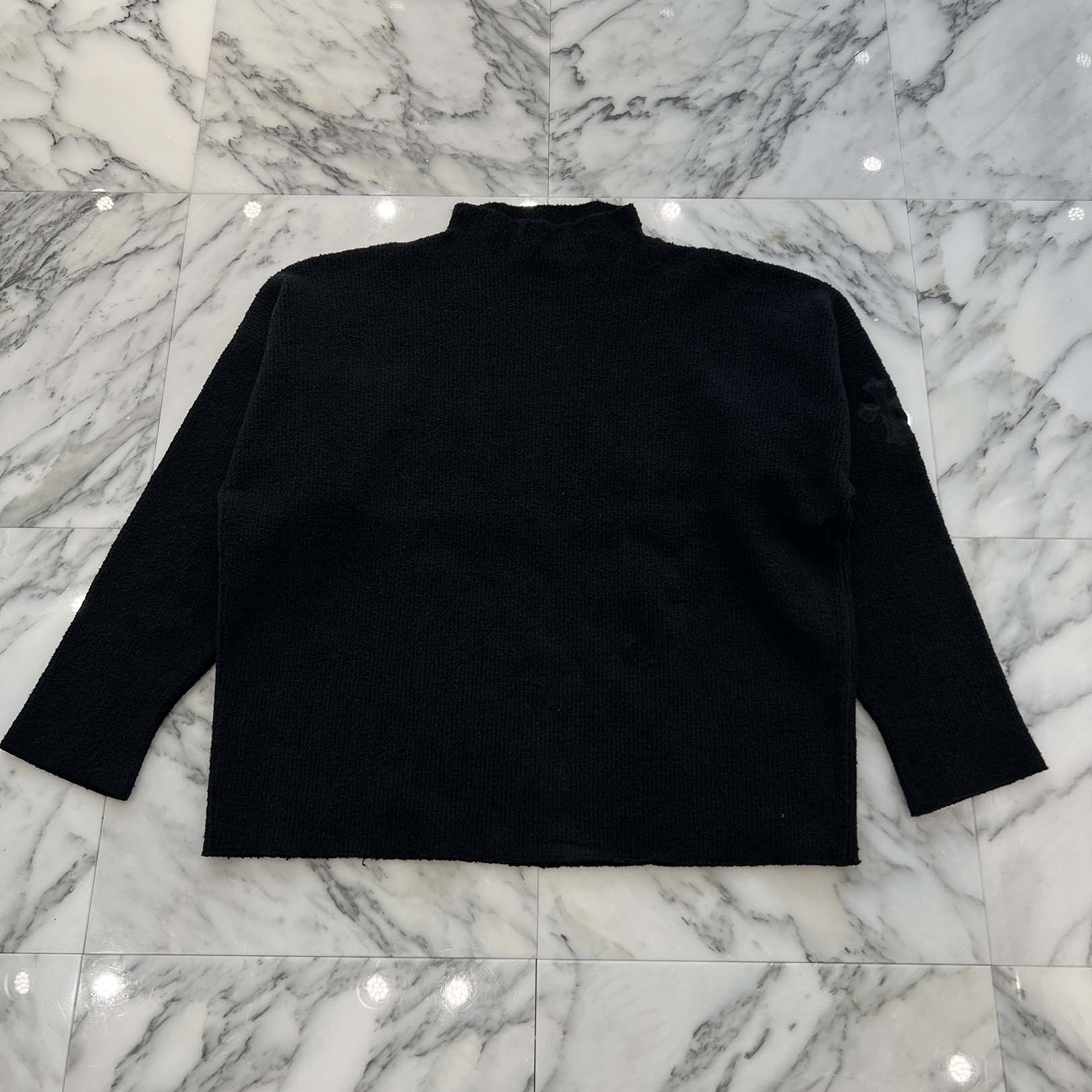 CHROME HEARTS Harako Leather Cross Patch Turtleneck Knit Sweater Size M/L クロムハーツ ハラコレザー クロスパッチ タートルネック ニットセーター サイズM/L