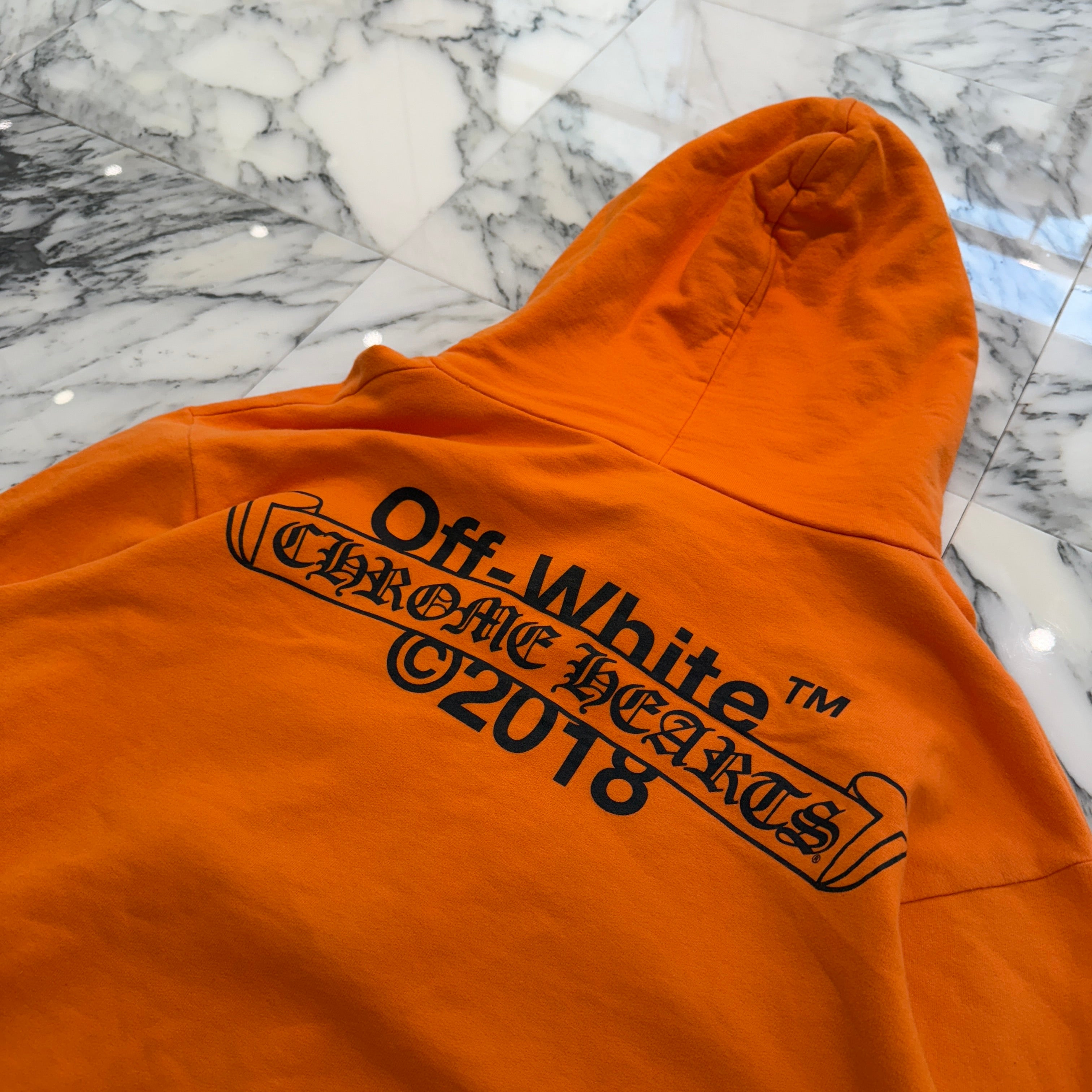 CHROME HEARTS × OFF-WHITE 2018SS Pullover Hoodie Size XL クロムハーツ × オフホワイト プルオーバーフーディ サイズXL