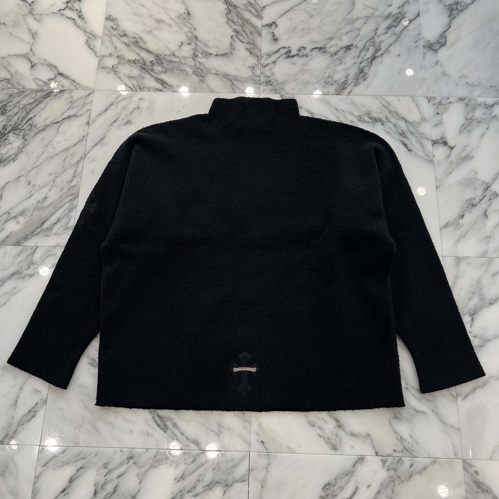 CHROME HEARTS Harako Leather Cross Patch Turtleneck Knit Sweater Size M/L クロムハーツ ハラコレザー クロスパッチ タートルネック ニットセーター サイズM/L