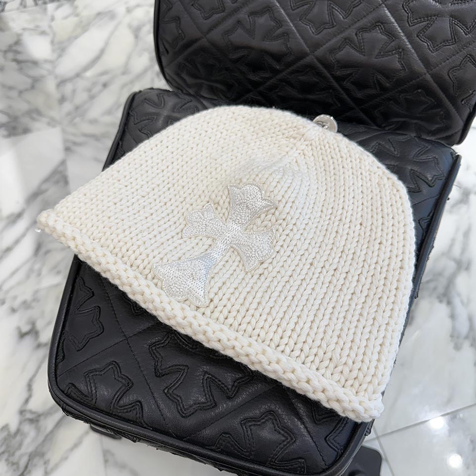 CHROME HEARTS Cashmere Beads 1 Cross Patch Beanie Size ONE SIZE（22cm） クロムハーツ カシミヤ ビーズ 1クロスパッチ ビーニー サイズONE SIZE（22cm）