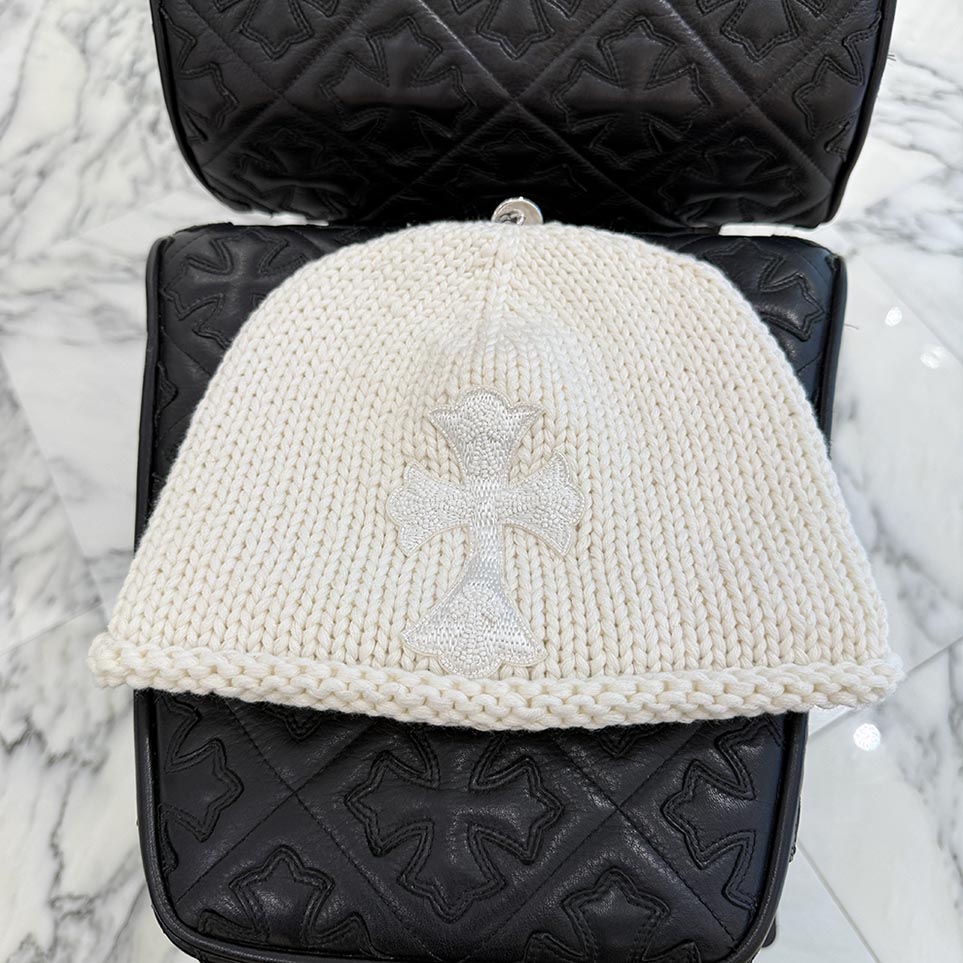 CHROME HEARTS Cashmere Beads 1 Cross Patch Beanie Size ONE SIZE（22cm） クロムハーツ カシミヤ ビーズ 1クロスパッチ ビーニー サイズONE SIZE（22cm）