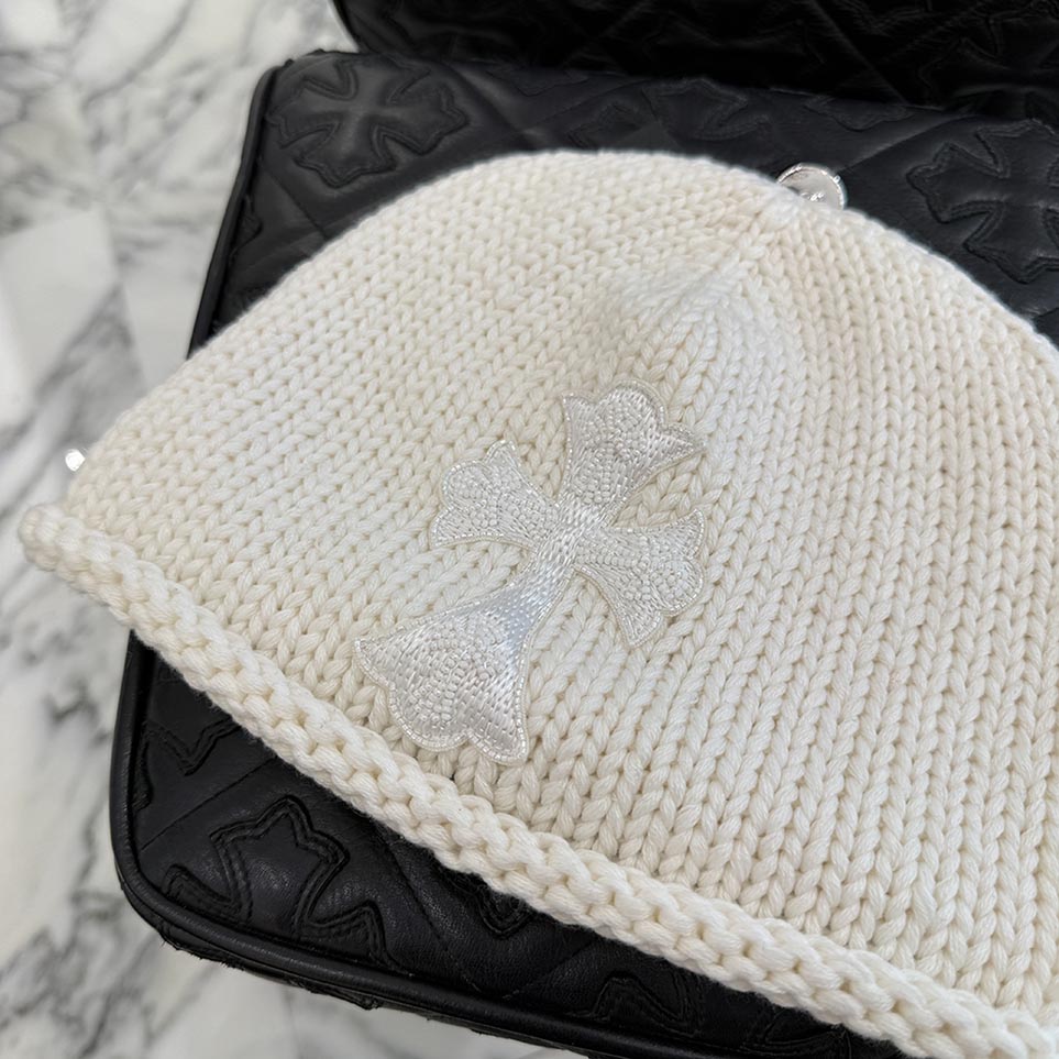 CHROME HEARTS Cashmere Beads 1 Cross Patch Beanie Size ONE SIZE（22cm） クロムハーツ カシミヤ ビーズ 1クロスパッチ ビーニー サイズONE SIZE（22cm）