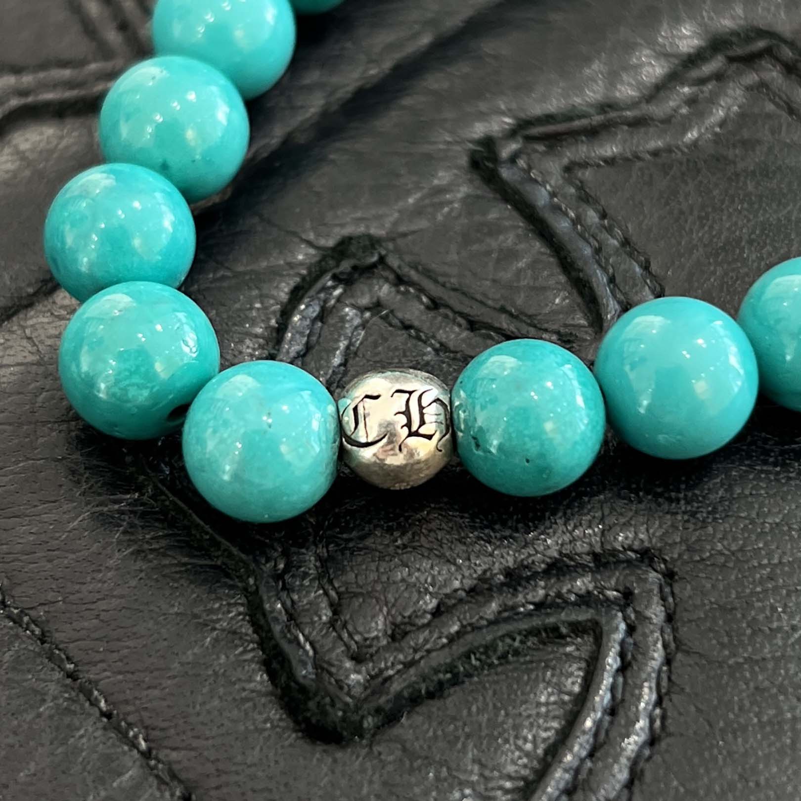 CHROME HEARTS Turquoise CH Cross Beads Bracelet Size 8mm クロムハーツ ターコイズ CHクロス ビーズ ブレスレット サイズ8mm