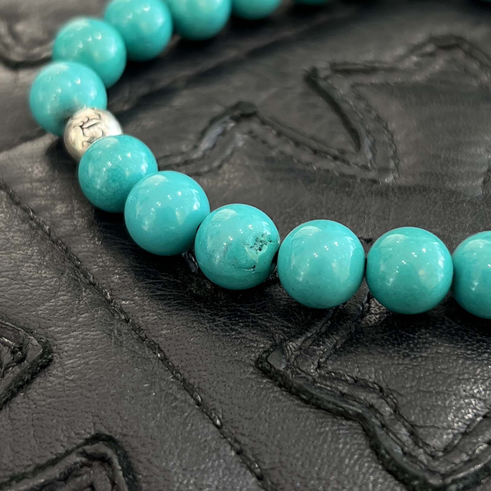 CHROME HEARTS Turquoise CH Cross Beads Bracelet Size 8mm クロムハーツ ターコイズ CHクロス ビーズ ブレスレット サイズ8mm