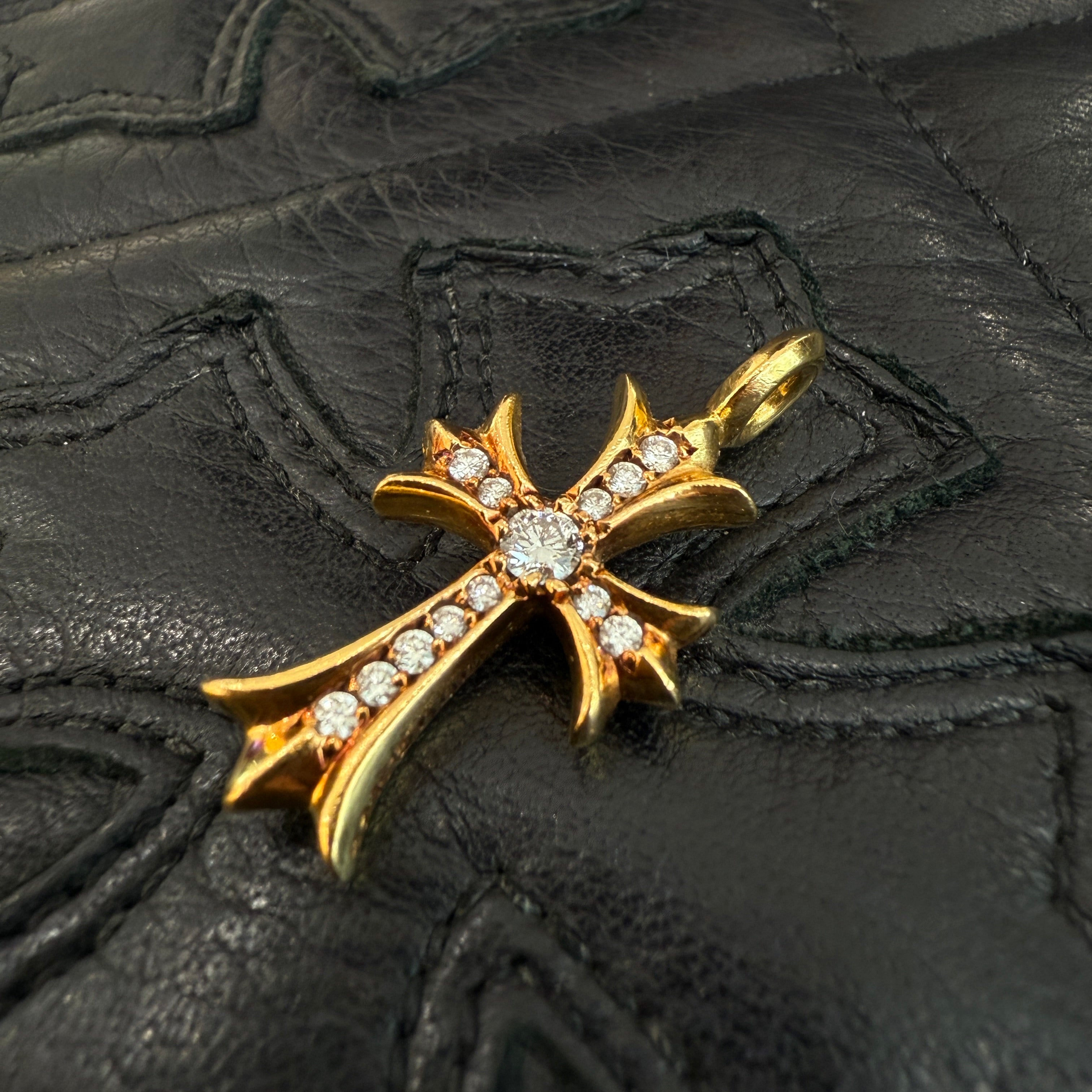 CHROME HEARTS 22K Tiny Fat Cross Pave Diamond Pendant Top クロムハーツ 22K タイニーファットクロス パヴェダイヤモンド ペンダントトップ