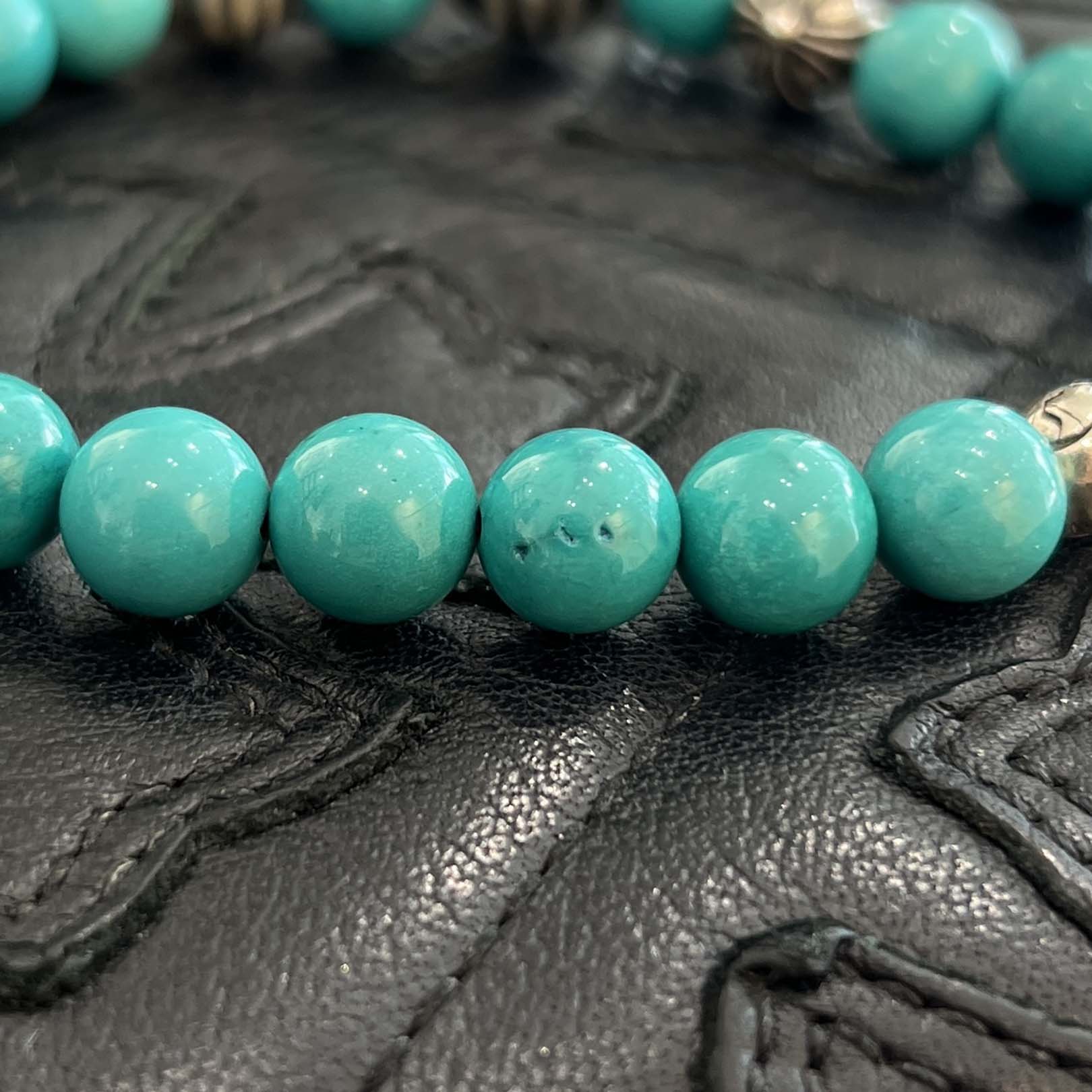 CHROME HEARTS Turquoise CH Cross Beads Bracelet Size 8mm クロムハーツ ターコイズ CHクロス ビーズ ブレスレット サイズ8mm