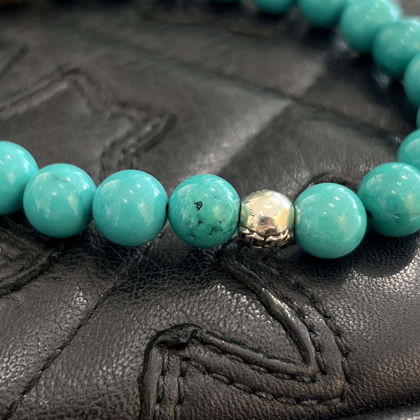 CHROME HEARTS Turquoise CH Cross Beads Bracelet Size 8mm クロム
