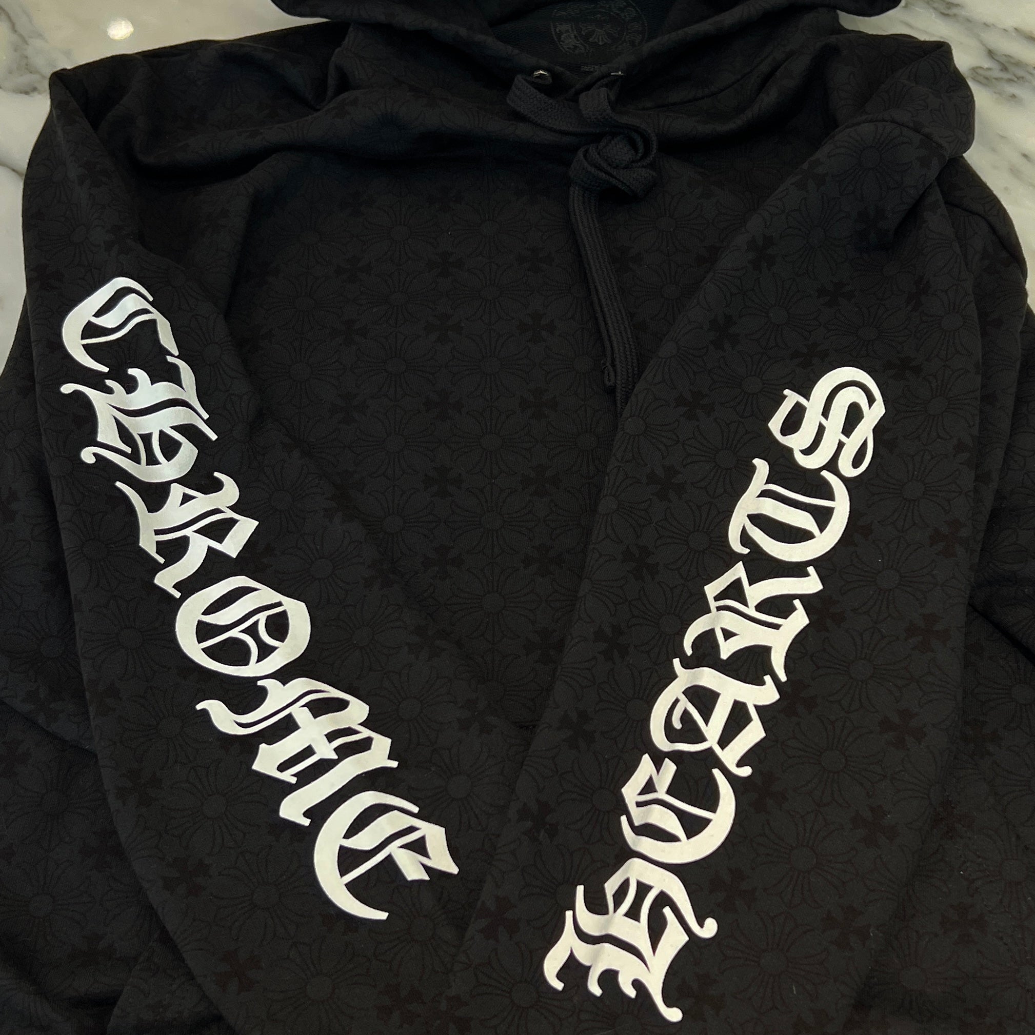 CHROME HEARTS Vertical Logo CH Plus Pullover Hoodie Size XXL クロムハーツ ヴァーティカルロゴ CHプラス総柄 プルオーバーフーディ サイズXXL