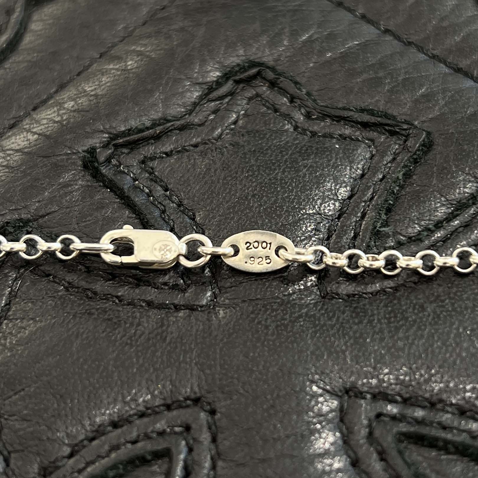 CHROME HEARTS Safety Pin 1 Diamond Roll Chain Necklace Size 18Inch