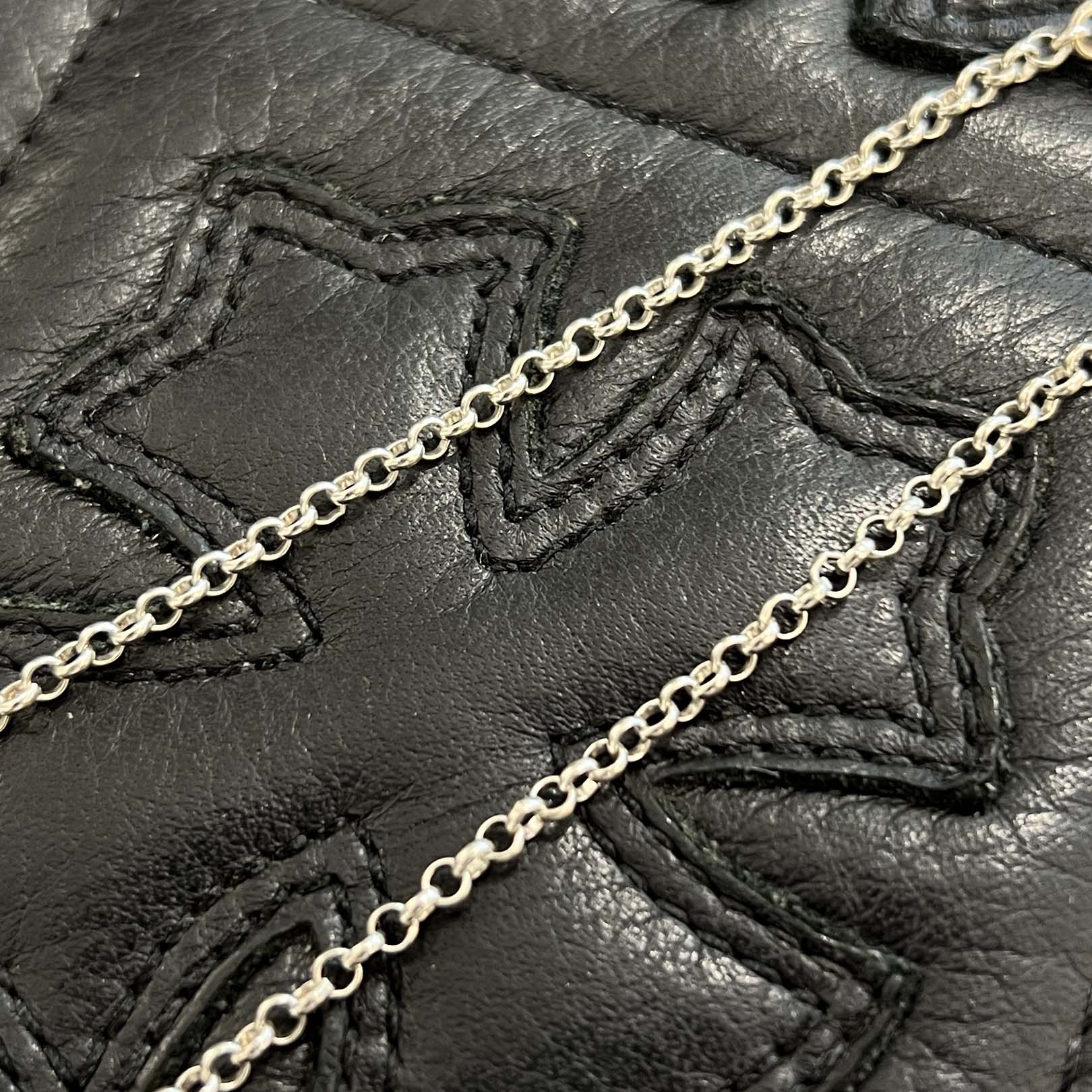 CHROME HEARTS Safety Pin 1 Diamond Roll Chain Necklace Size 18Inch