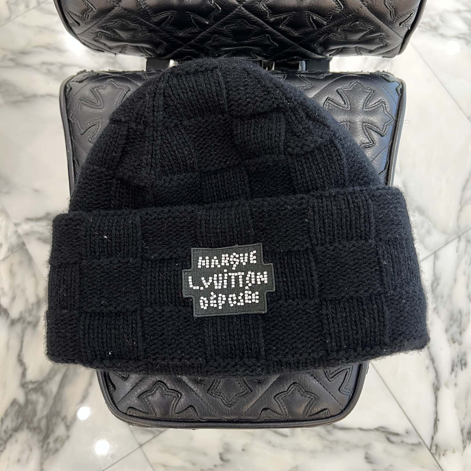 LOUIS VUITTON 2024SS Damier Pearl Wool Beanie M7336A Size S ルイヴィトン ダミエ パール ウールビーニー サイズS