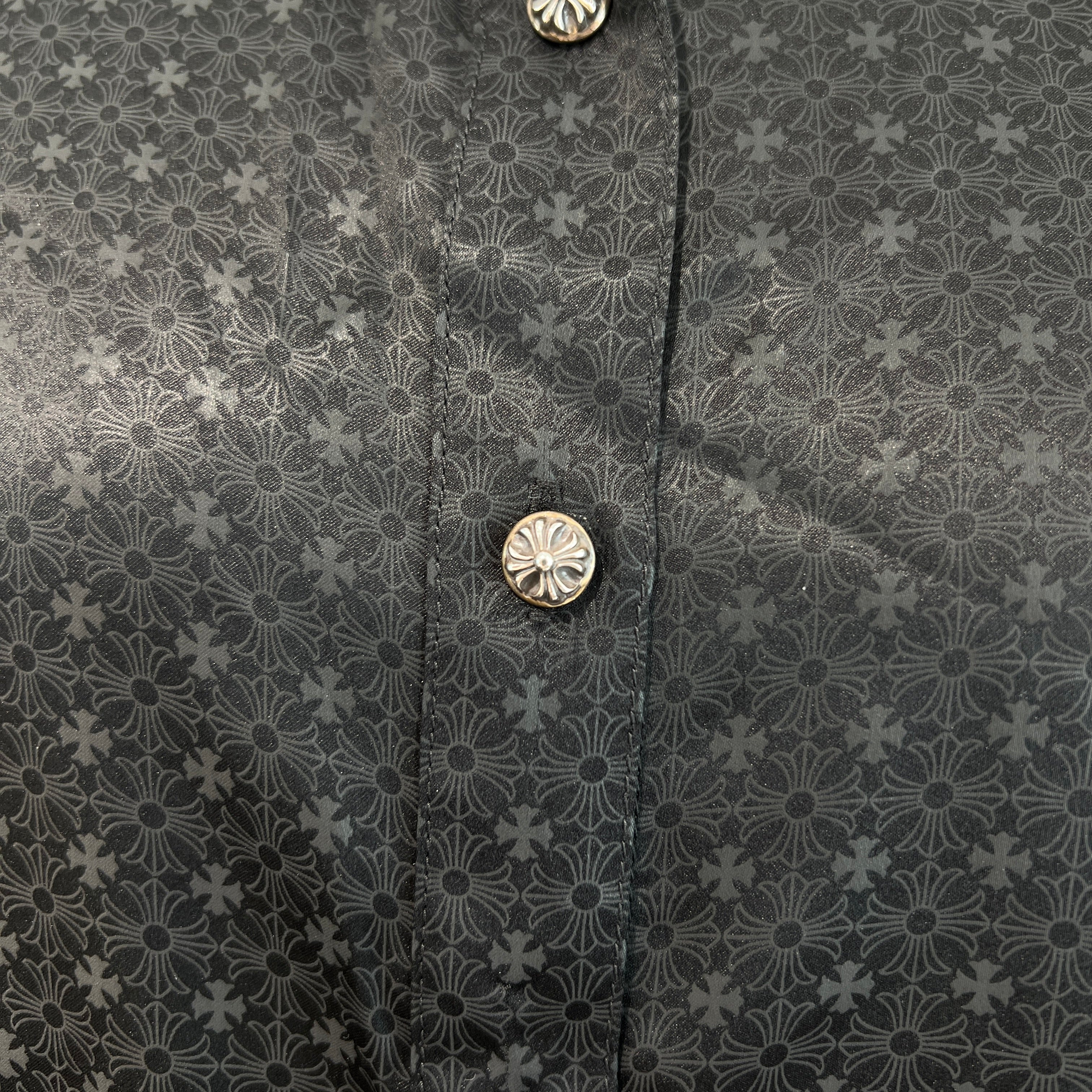 CHROME HEARTS YNOT Mahal Kita CH Plus Pattern Silk Shirt Size S クロムハーツ ワイノット マハルキタ CHプラス柄 シルクシャツ サイズS