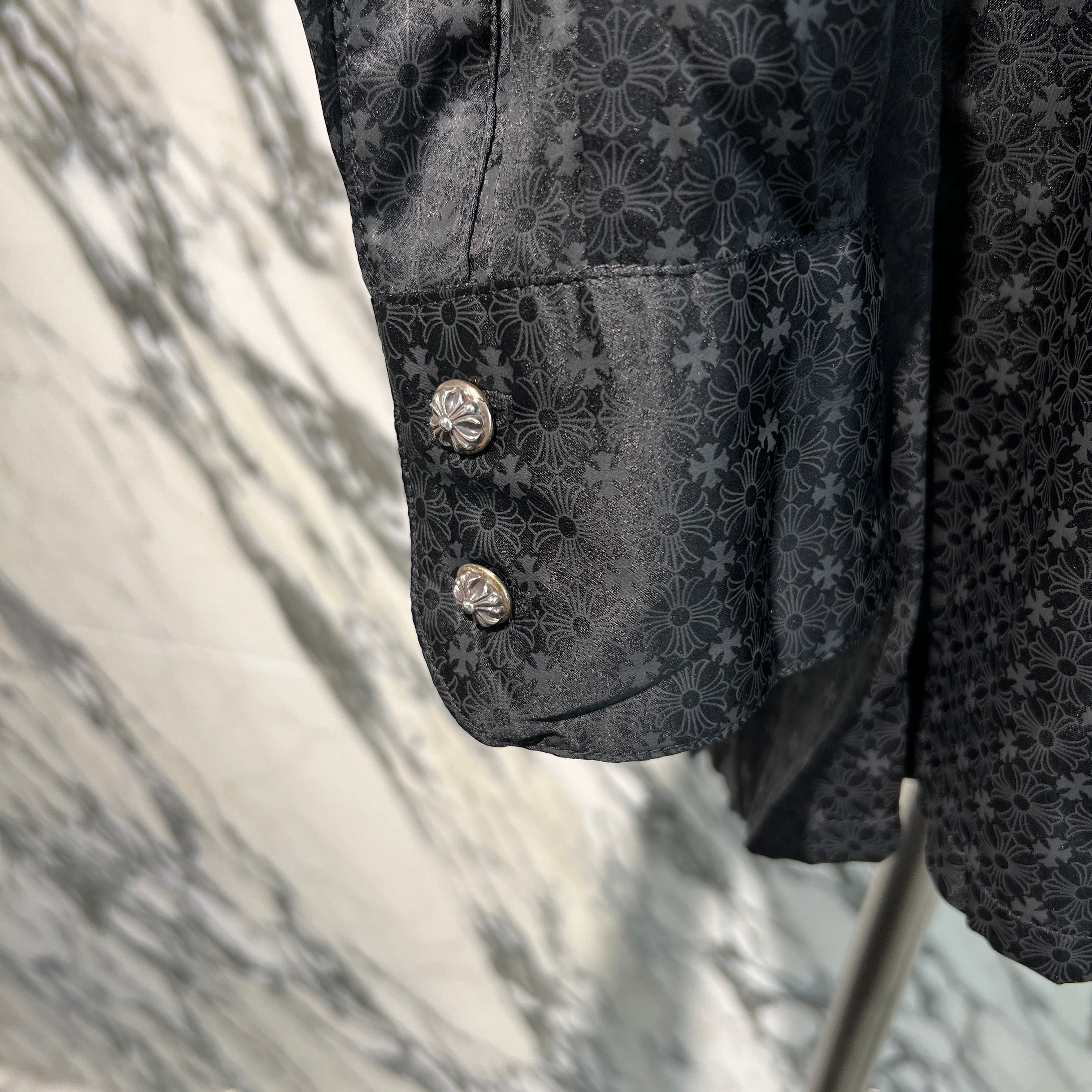 CHROME HEARTS YNOT Mahal Kita CH Plus Pattern Silk Shirt Size S クロムハーツ ワイノット マハルキタ CHプラス柄 シルクシャツ サイズS