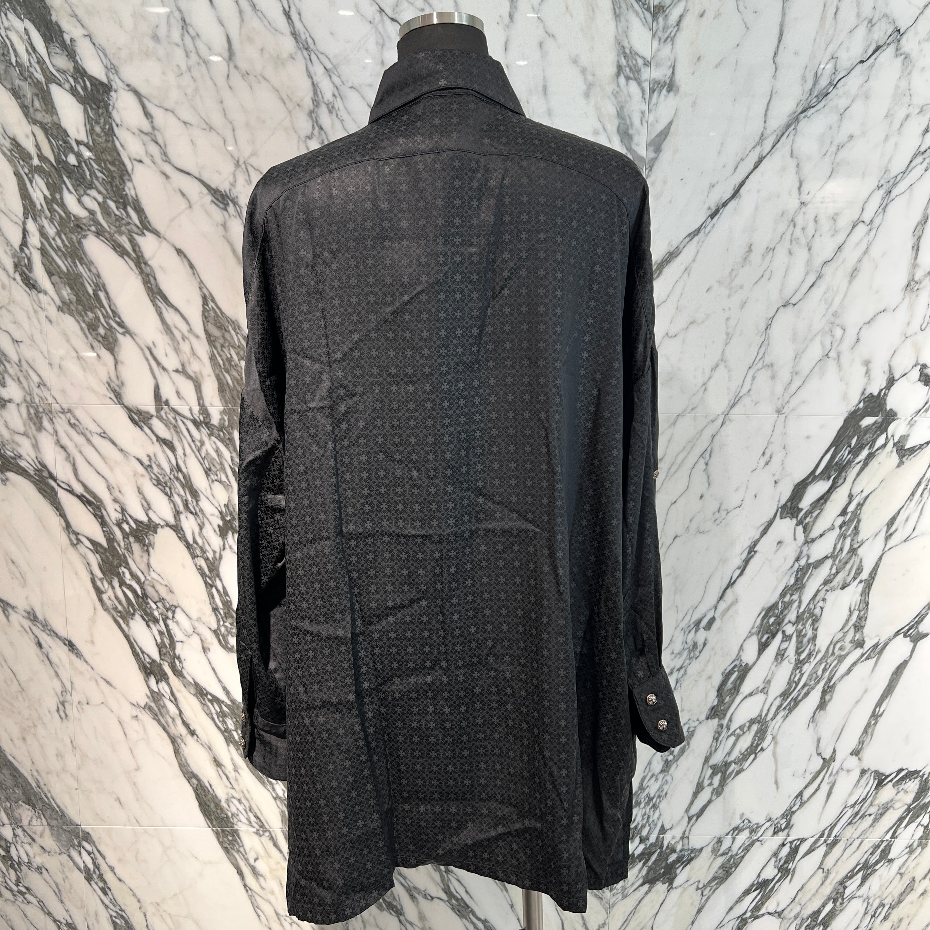 CHROME HEARTS YNOT Mahal Kita CH Plus Pattern Silk Shirt Size S クロムハーツ ワイノット マハルキタ CHプラス柄 シルクシャツ サイズS