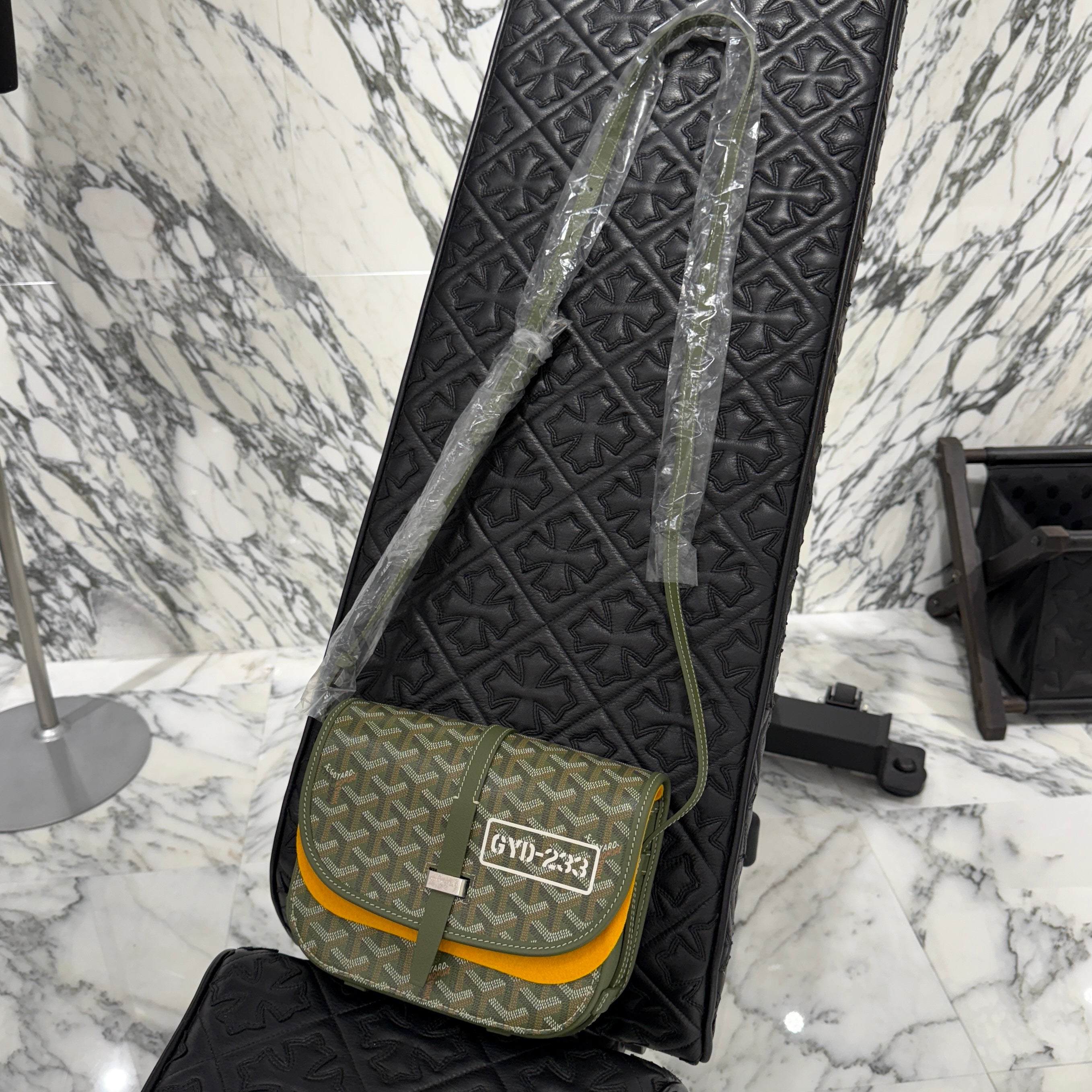 GOYARD 2025SS ARMY GREEN HAND PAINTED Belvedere PM Shoulder Bag