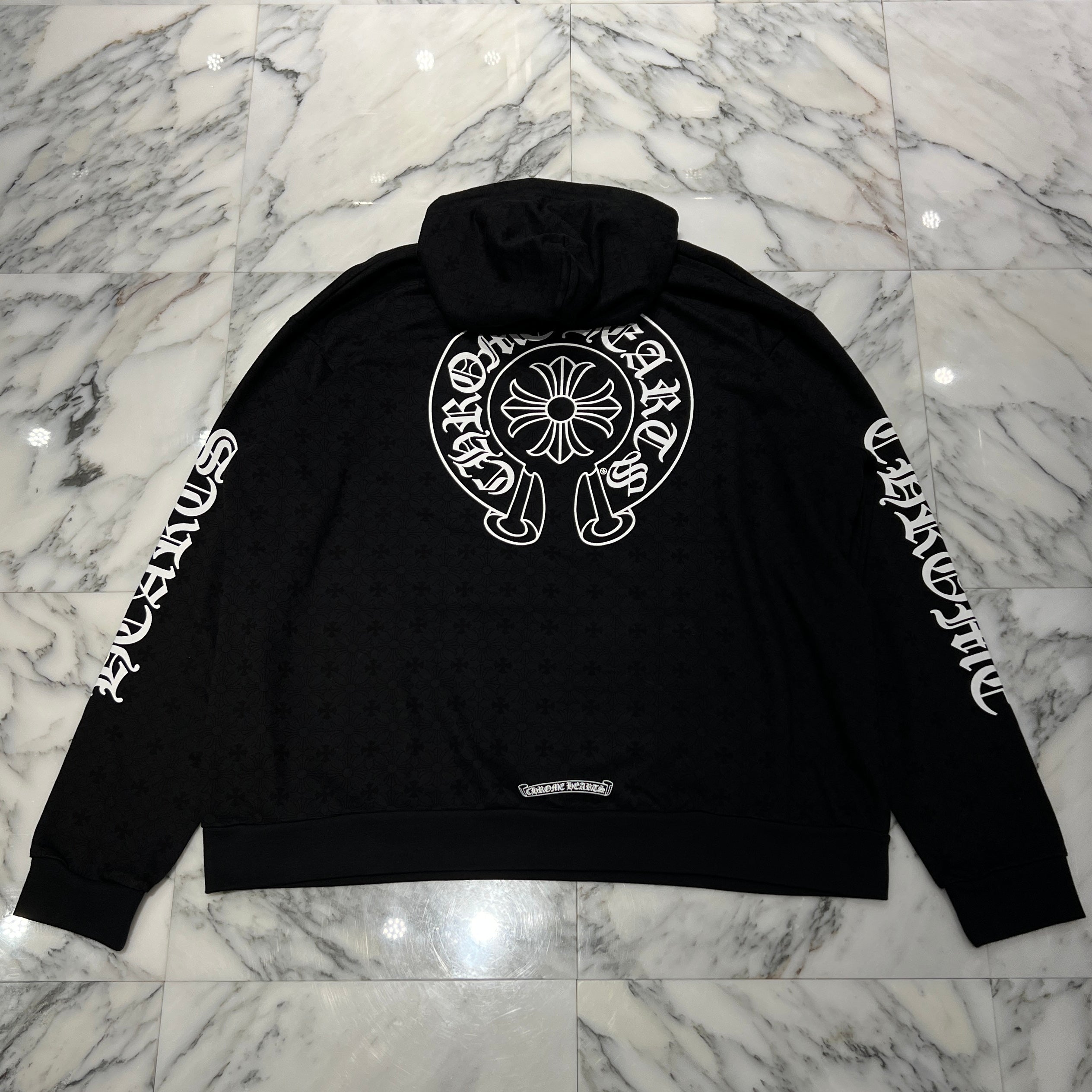 CHROME HEARTS Vertical Logo CH Plus Pullover Hoodie Size XXL クロムハーツ ヴァーティカルロゴ CHプラス総柄 プルオーバーフーディ サイズXXL