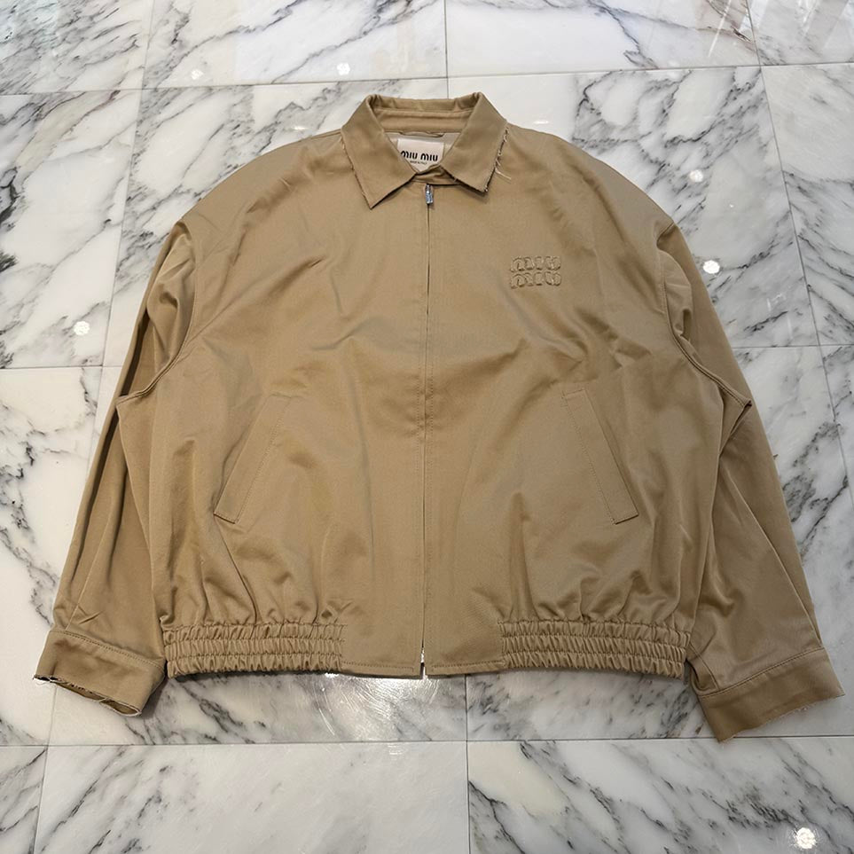 MIU MIU 2023AW Logo Patch Oversize Chino Blouson ML843 1UPX Size 42 ミュウミュウ ロゴパッチ オーバーサイズ チノ ブルゾン サイズ42