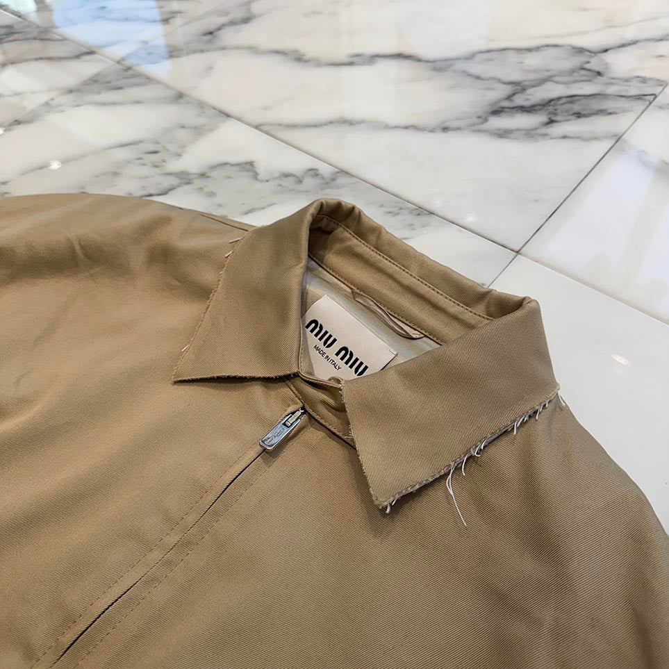 MIU MIU 2023AW Logo Patch Oversize Chino Blouson ML843 1UPX Size 42 ミュウミュウ ロゴパッチ オーバーサイズ チノ ブルゾン サイズ42