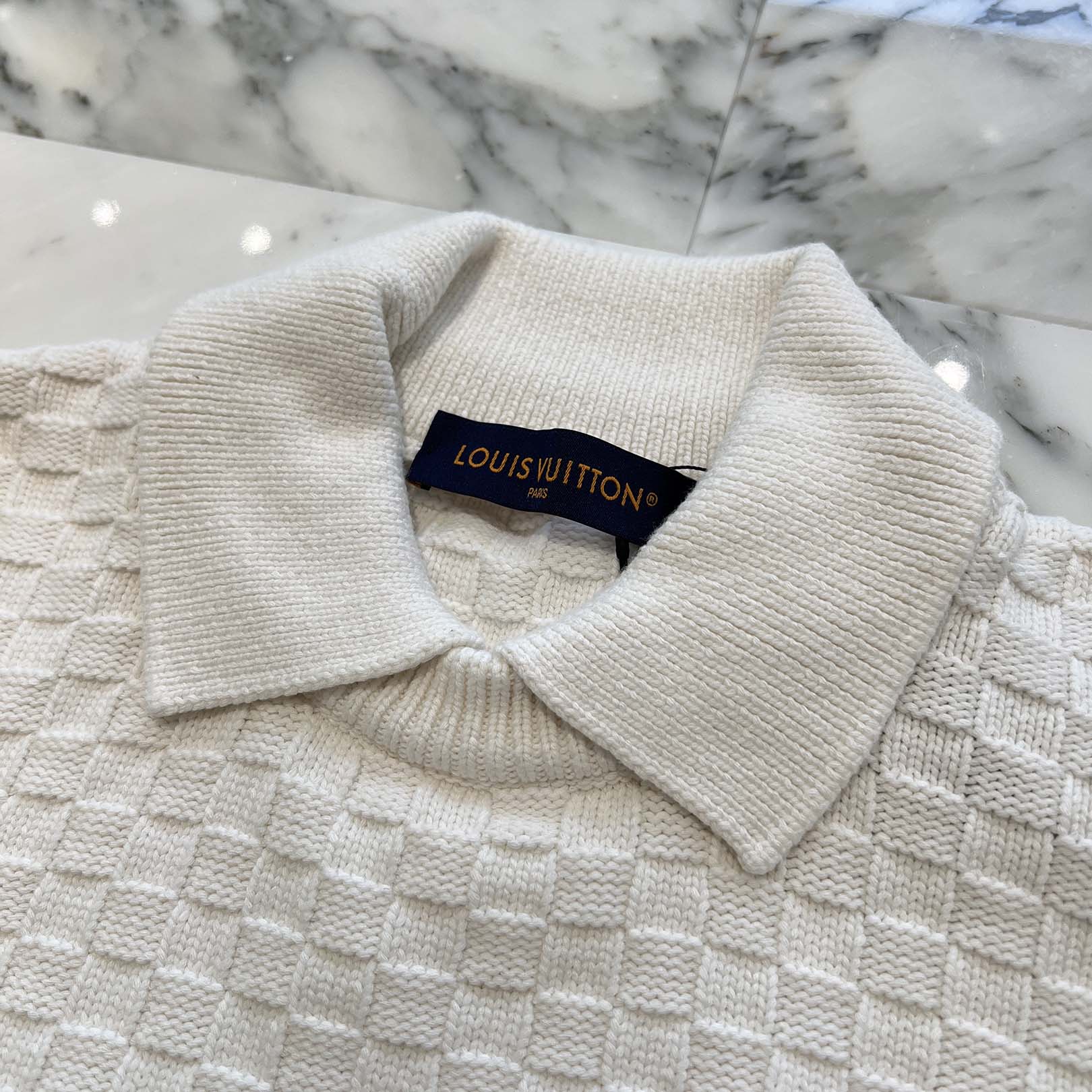 LOUIS VUITTON 2023AW Damier Wool Blend Pullover Knit Sweater HPN63W Size M ルイヴィトン ダミエ ウールブレンド プルオーバーニット セーター サイズM