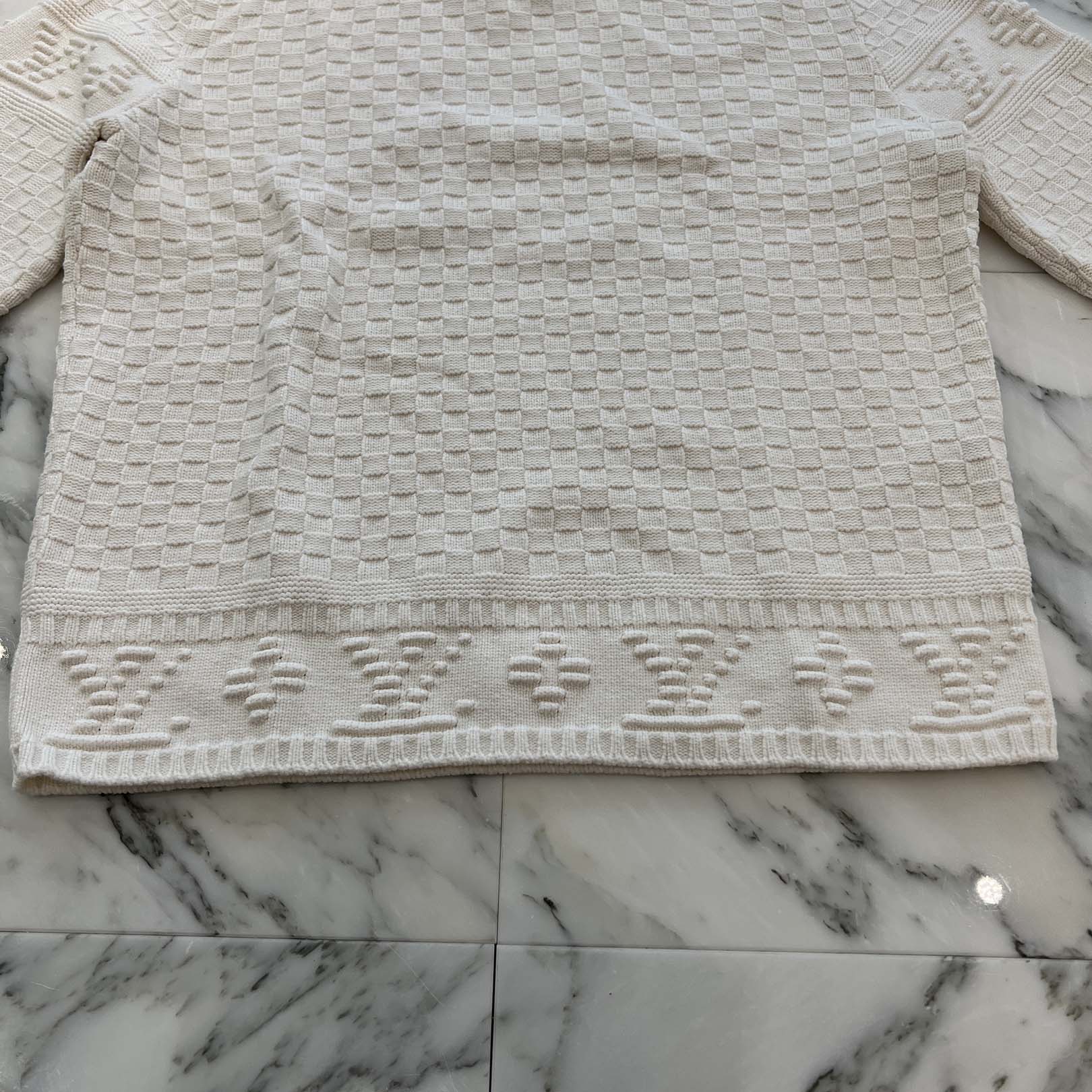 LOUIS VUITTON 2023AW Damier Wool Blend Pullover Knit Sweater HPN63W Size M ルイヴィトン ダミエ ウールブレンド プルオーバーニット セーター サイズM