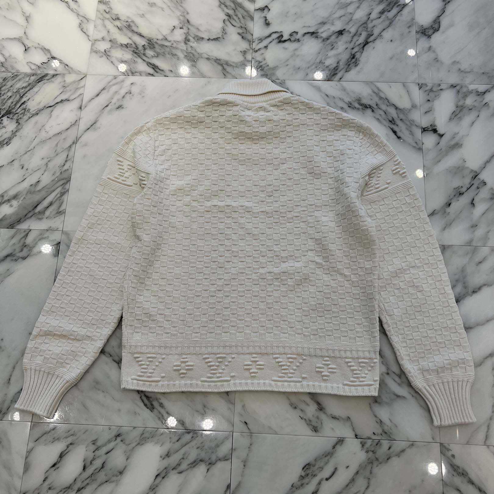 LOUIS VUITTON 2023AW Damier Wool Blend Pullover Knit Sweater HPN63W Size M ルイヴィトン ダミエ ウールブレンド プルオーバーニット セーター サイズM