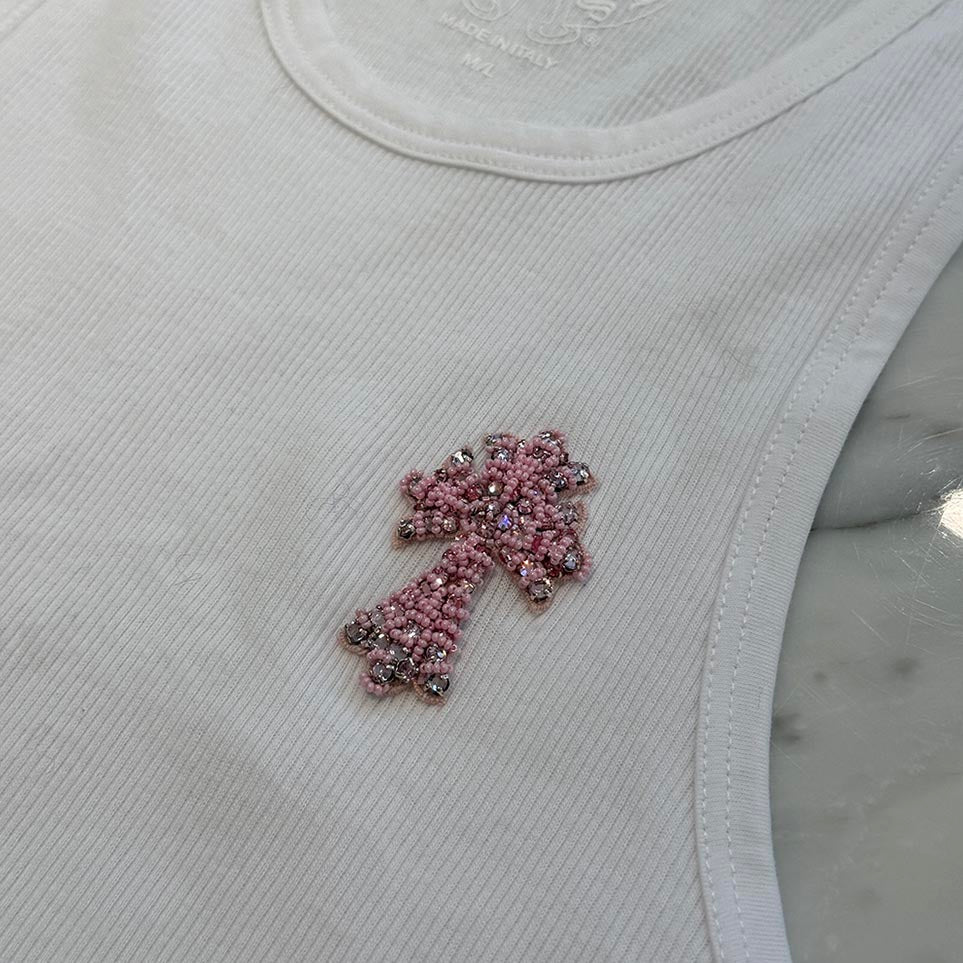 CHROME HEARTS St. Barth Limited Beads Embroidery Cross Tank Top