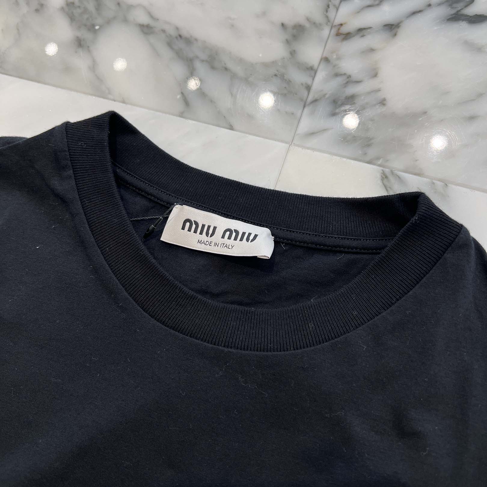 MIU MIU 2023SS Front Logo Embroidered Long Sleeve Tee MJL973 S232 133L Size XS ミュウミュウ フロントロゴ刺繡 ロングスリーブＴシャツ サイズXS