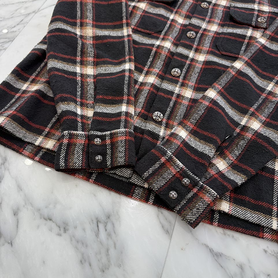 CHROME HEARTS Y NOT WORK DOG Flannel Check Shirt Size L クロムハーツ ワイノット ワークドッグ フランネル チェック シャツ サイズL