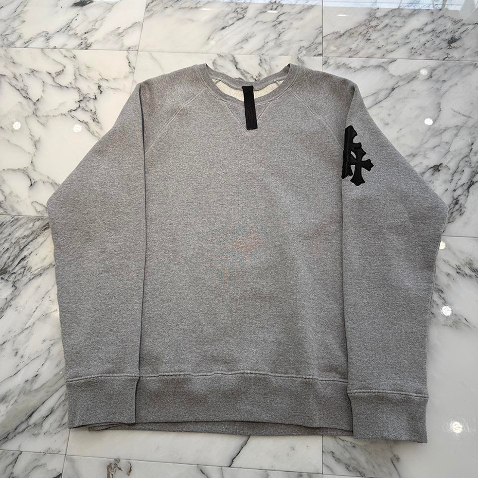 CHROME HEARTS Y NOT Cemetery Cross Leather Patch Sweatshirt Size M
