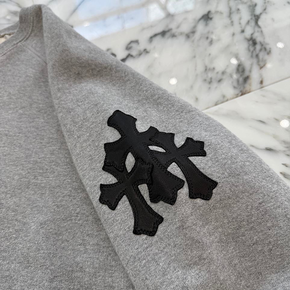 CHROME HEARTS Y NOT Cemetery Cross Leather Patch Sweatshirt Size M クロムハーツ ワイノット セメタリークロス レザーパッチ スウェットシャツ サイズM