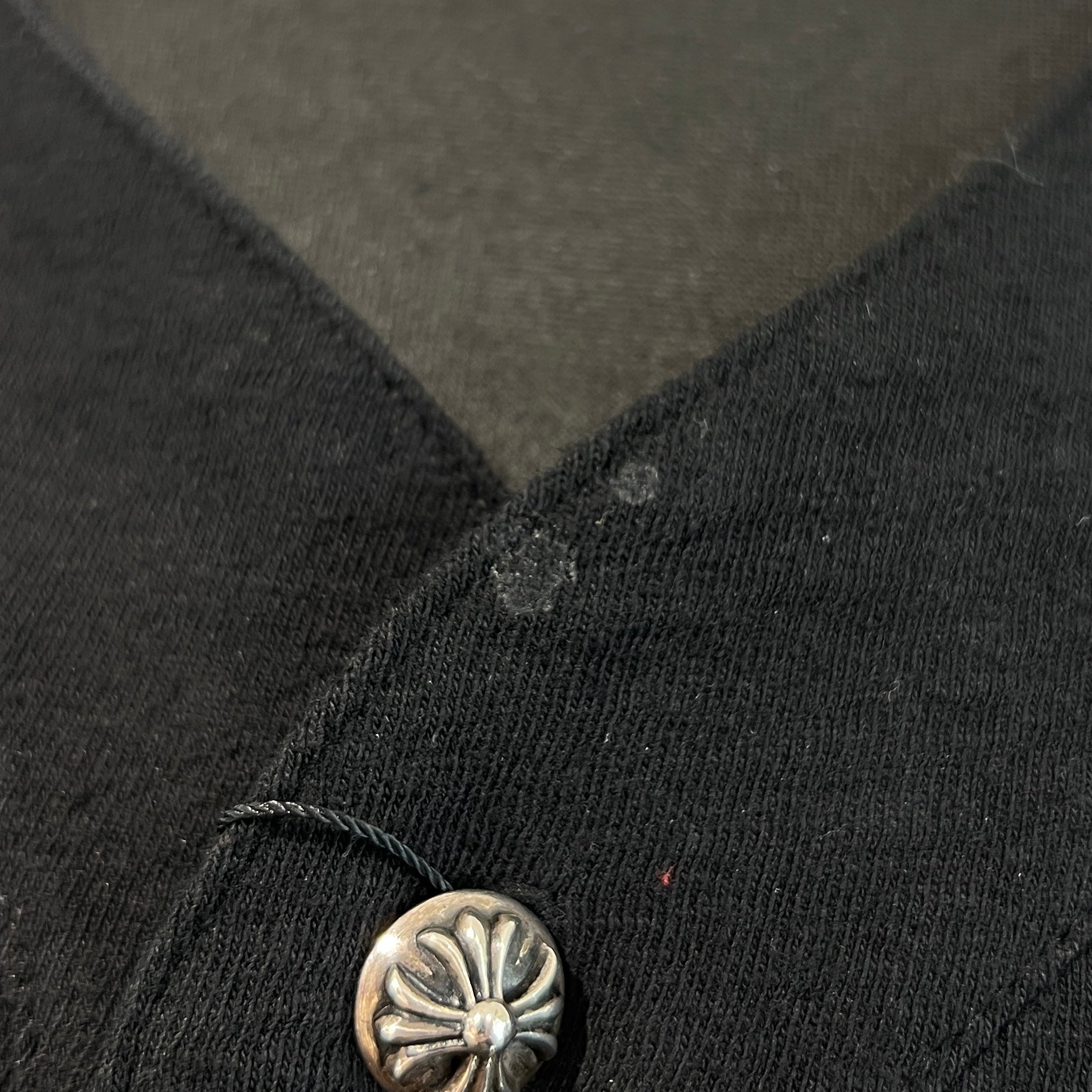 CHROME HEARTS Leather Patch Cross Ball Button Baseball Cotton Shirt Size L クロムハーツ レザーパッチ クロスボールボタン ベースボール コットンシャツ サイズL