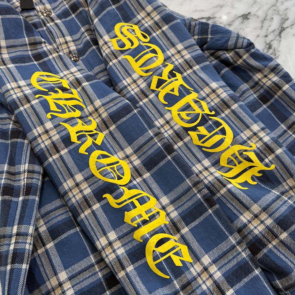 CHROME HEARTS Y NOT Cross Ball Button Check Shirt Jacket Size M