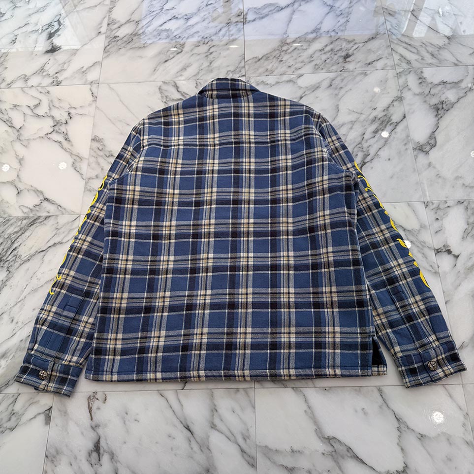 CHROME HEARTS Y NOT Cross Ball Button Check Shirt Jacket Size M