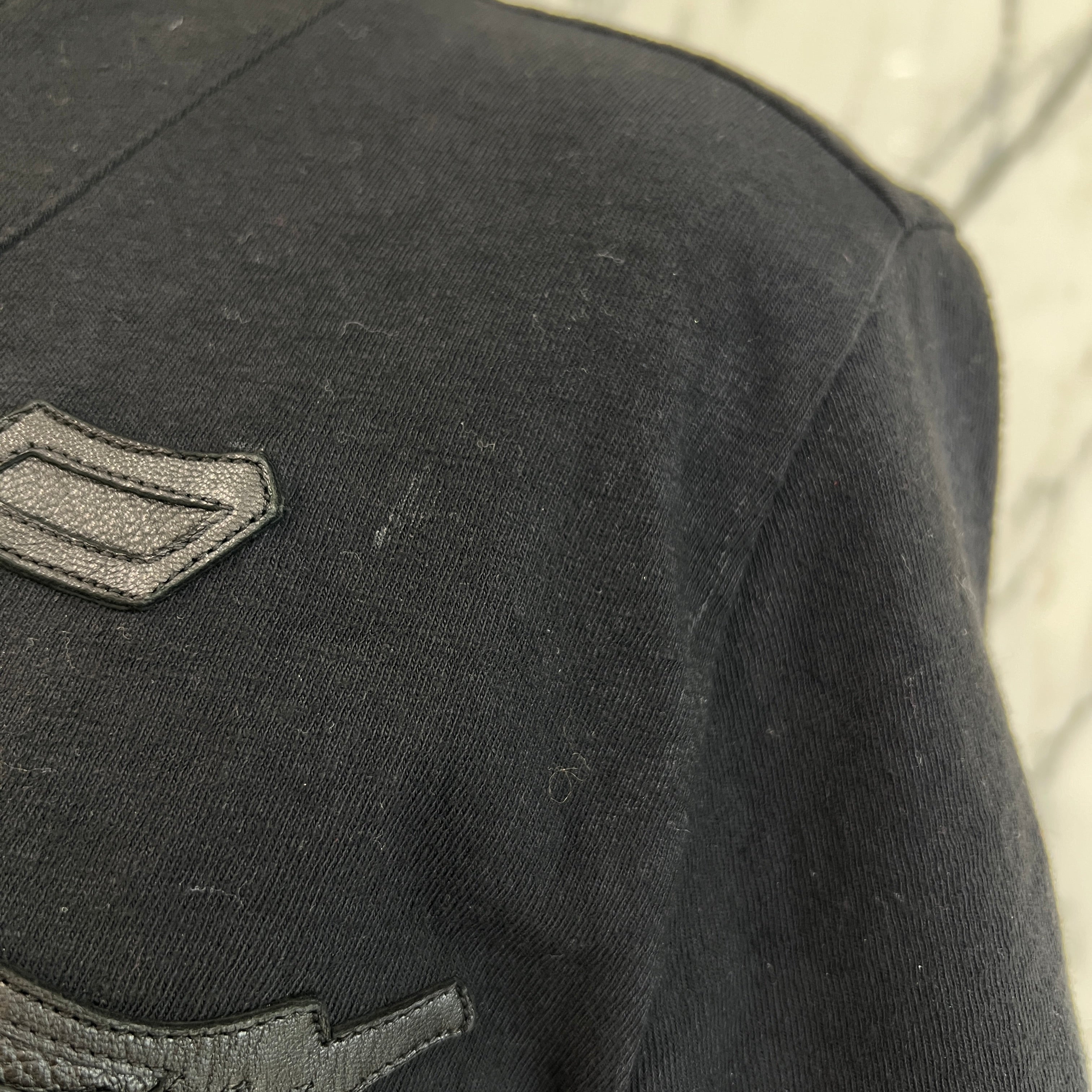 CHROME HEARTS Leather Patch Cross Ball Button Baseball Cotton Shirt Size L クロムハーツ レザーパッチ クロスボールボタン ベースボール コットンシャツ サイズL