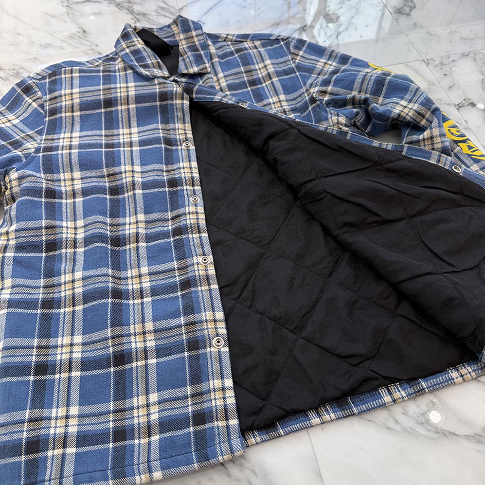 CHROME HEARTS Y NOT Cross Ball Button Check Shirt Jacket Size M