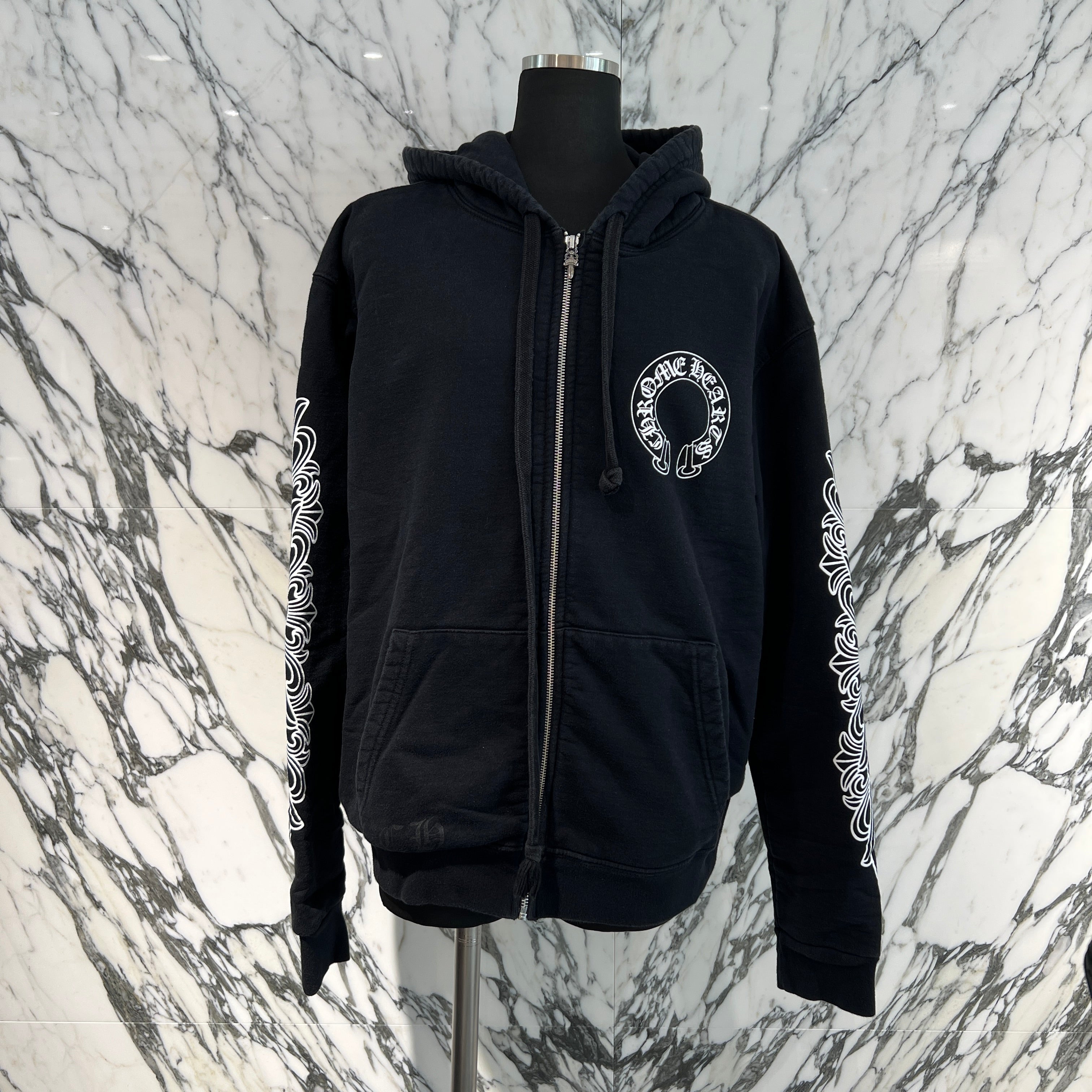 CHROME HEARTS Floral Cross Horseshoe Pullover Hoodie Size M クロムハーツ フローラルクロス ホースシュー プルオーバーフーディ サイズM