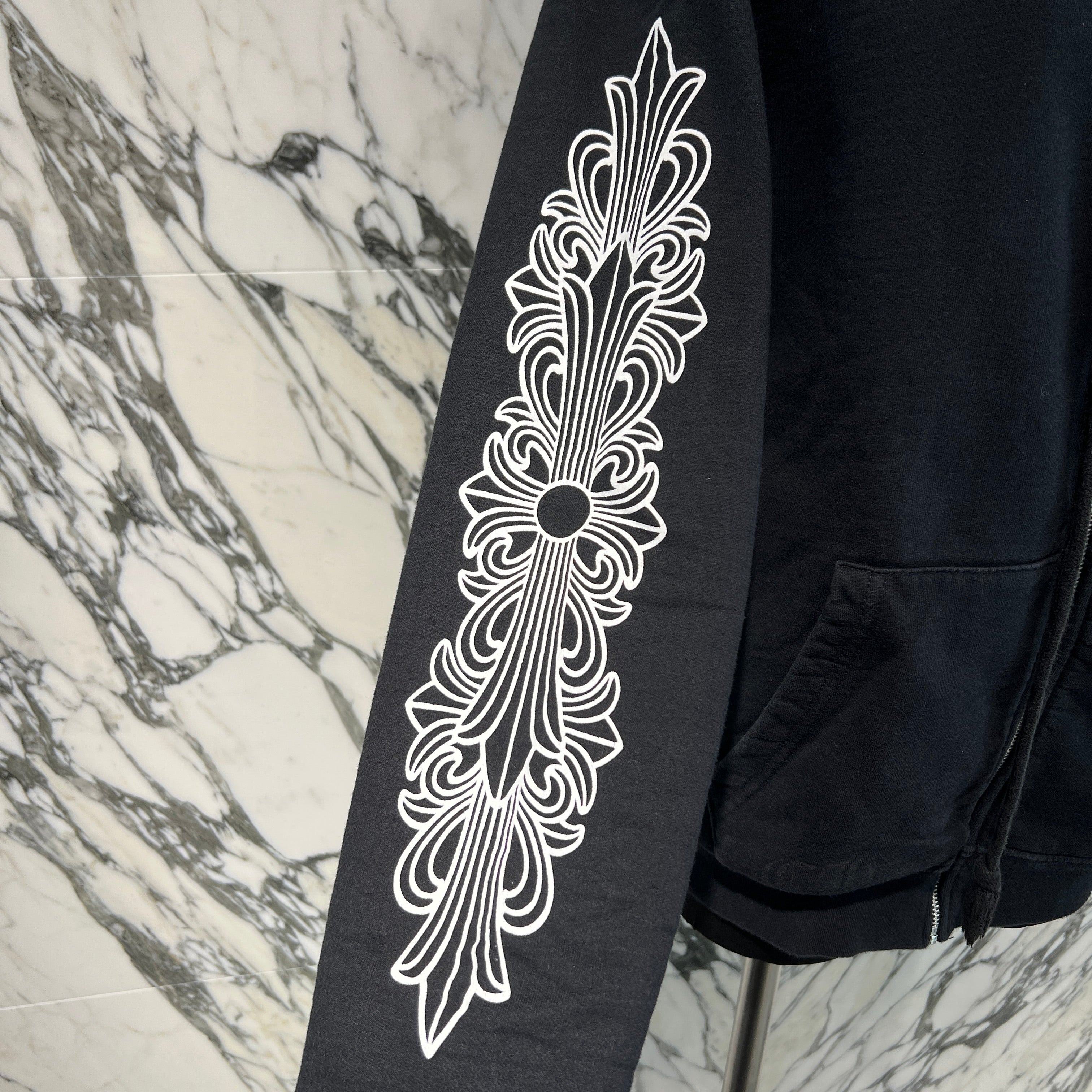 CHROME HEARTS Floral Cross Horseshoe Pullover Hoodie Size M クロムハーツ フローラルクロス ホースシュー プルオーバーフーディ サイズM