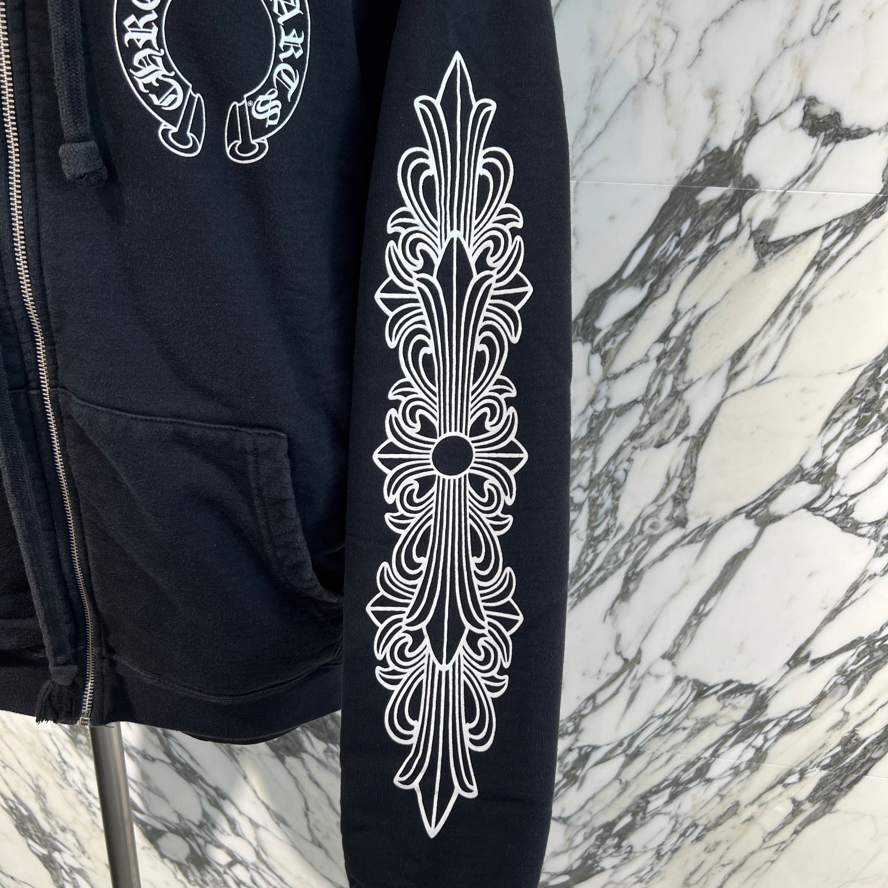 CHROME HEARTS Floral Cross Horseshoe Pullover Hoodie Size M クロムハーツ フローラルクロス ホースシュー プルオーバーフーディ サイズM