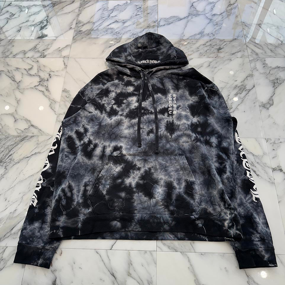 CHROME HEARTS Vertical Logo Horseshoe Tie Dye Pullover Hoodie Size L クロムハーツ ヴァーティカルロゴ ホースシュー タイダイ プルオーバーフーディー サイズL