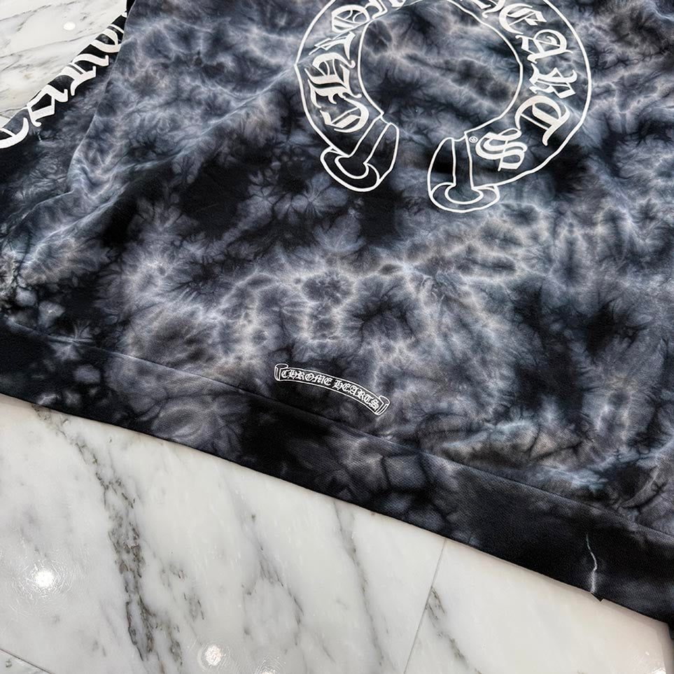 CHROME HEARTS Vertical Logo Horseshoe Tie Dye Pullover Hoodie Size L クロムハーツ ヴァーティカルロゴ ホースシュー タイダイ プルオーバーフーディー サイズL