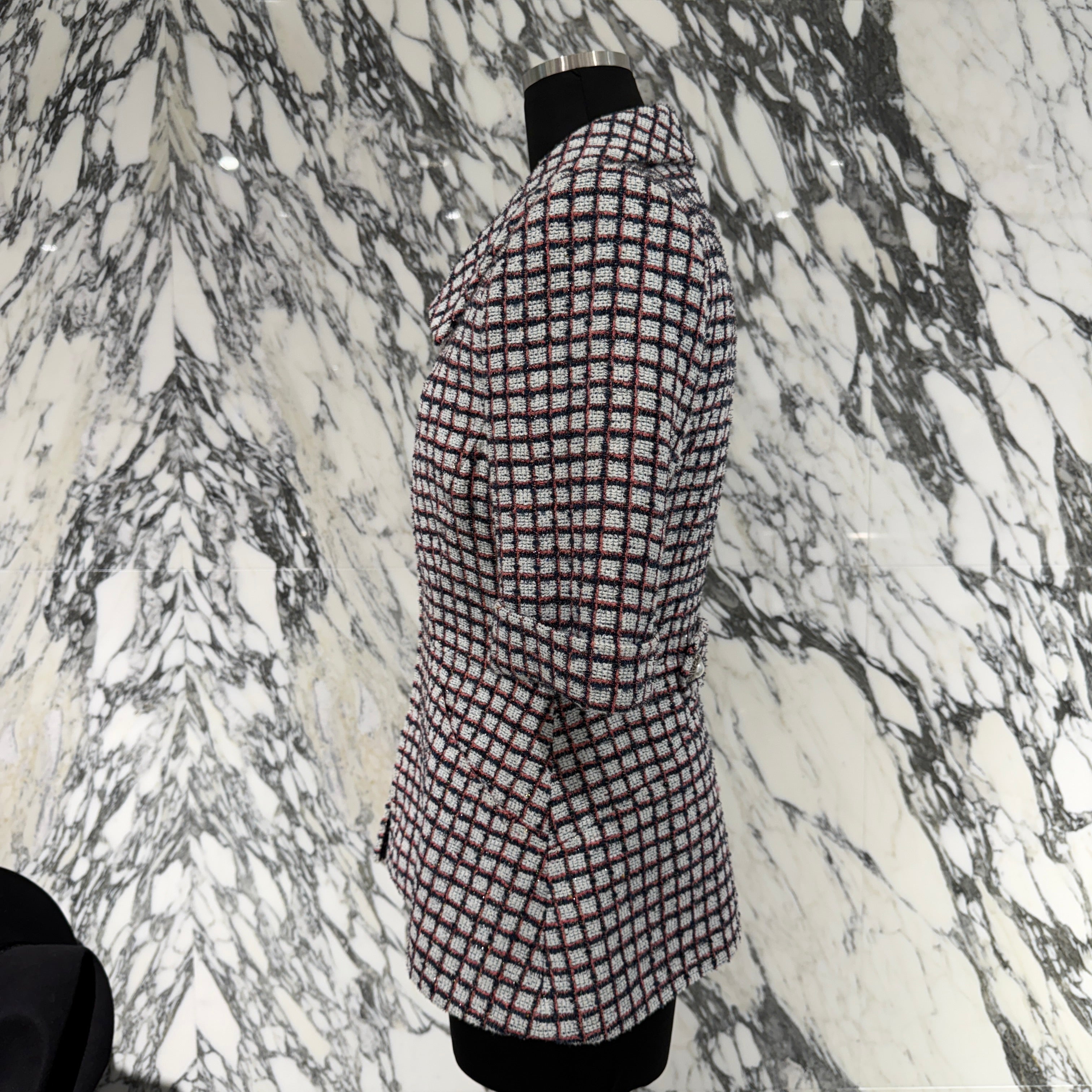 CHANEL Zip Up Short Sleeve Tweed Jacket P60834V46257 Size 34 シャネル ジップアップ ショートスリーブ ツイードジャケット サイズ34