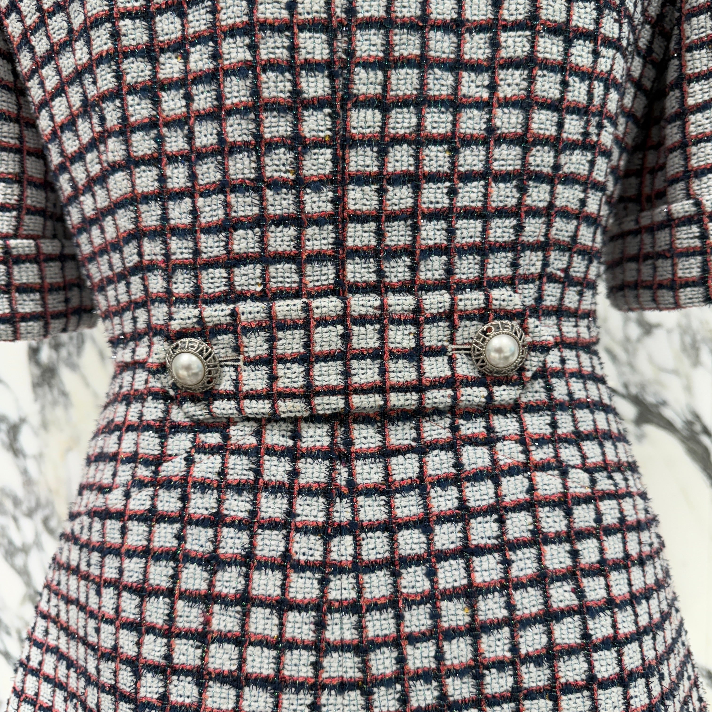 CHANEL Zip Up Short Sleeve Tweed Jacket P60834V46257 Size 34