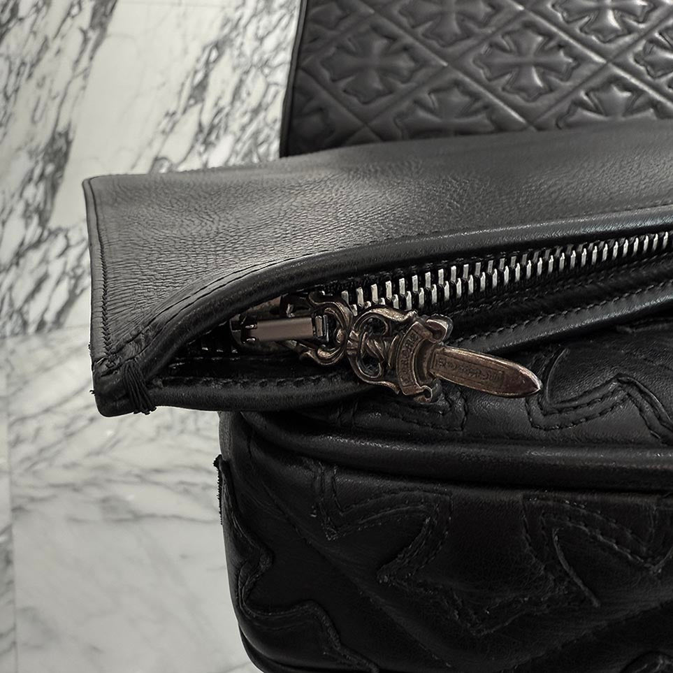 CHROME HEARTS Flat Pouch Leather Clutch Bag クロムハーツ フラットポーチ レザー クラッチバッグ