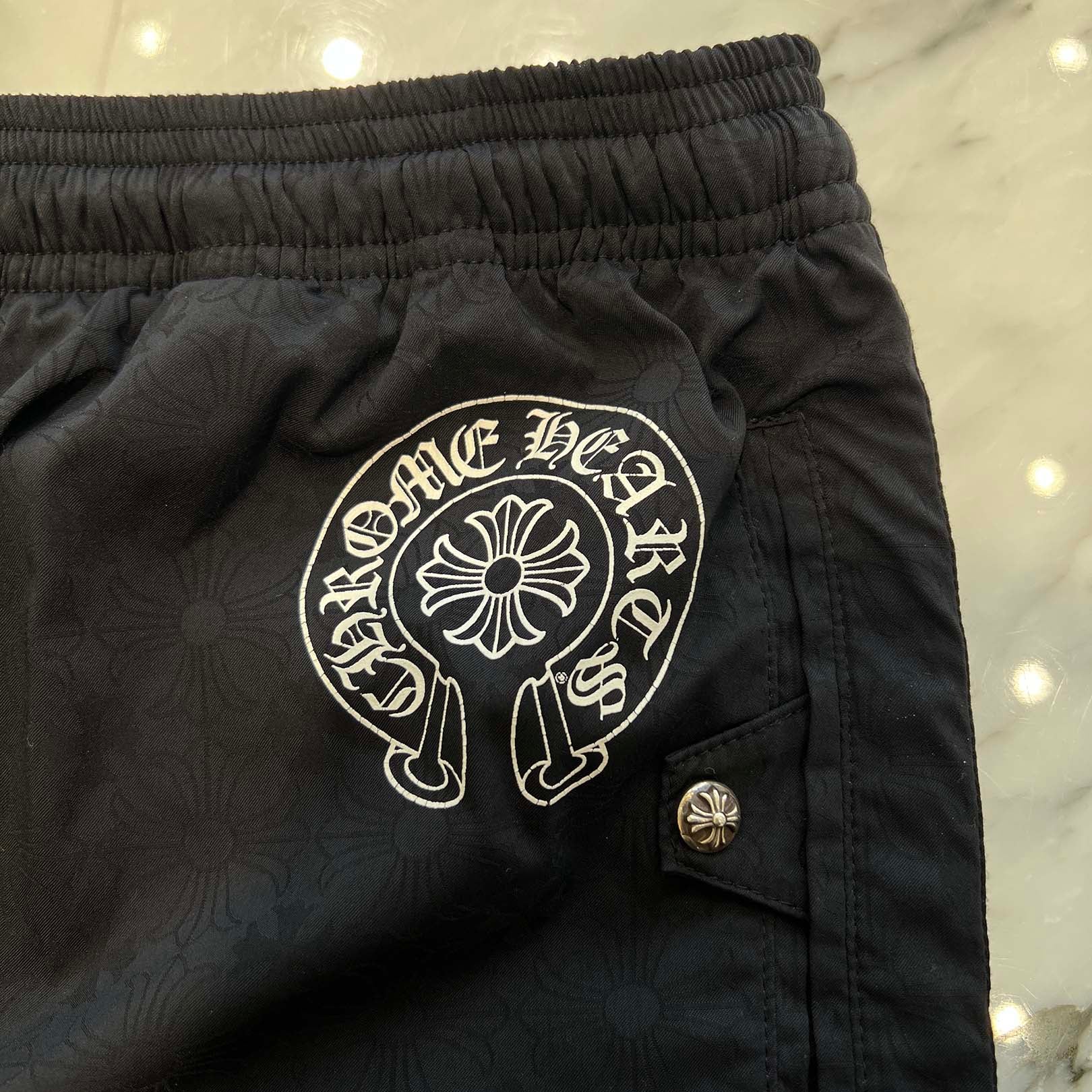 CHROME HEARTS CH Plus Horseshoe Side Cross Ball Line Nylon Track Pants Size S クロムハーツ CHプラス ホースシュー サイドクロスボールライン ナイロン トラックパンツ サイズS