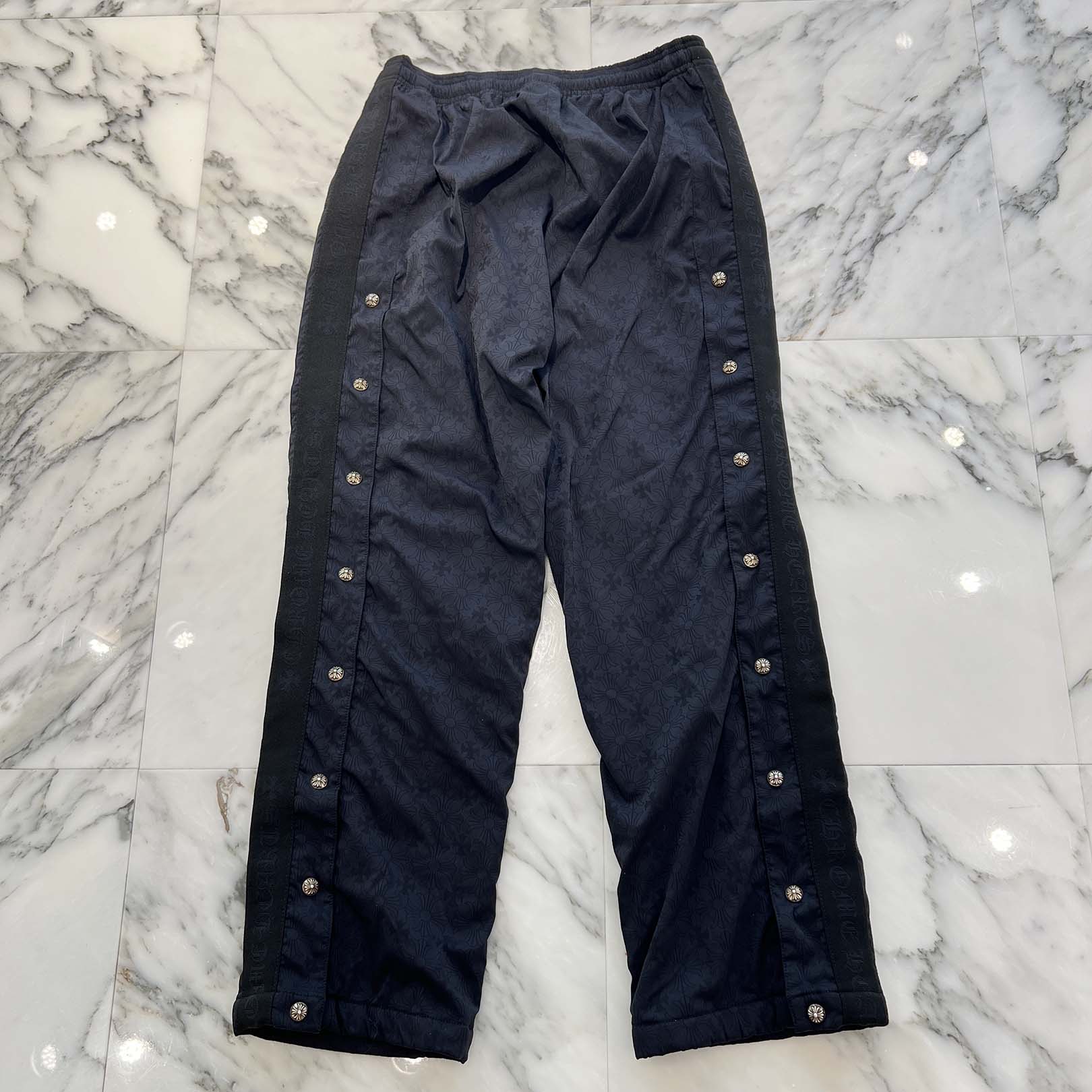 CHROME HEARTS CH Plus Horseshoe Side Cross Ball Line Nylon Track Pants Size S クロムハーツ CHプラス ホースシュー サイドクロスボールライン ナイロン トラックパンツ サイズS