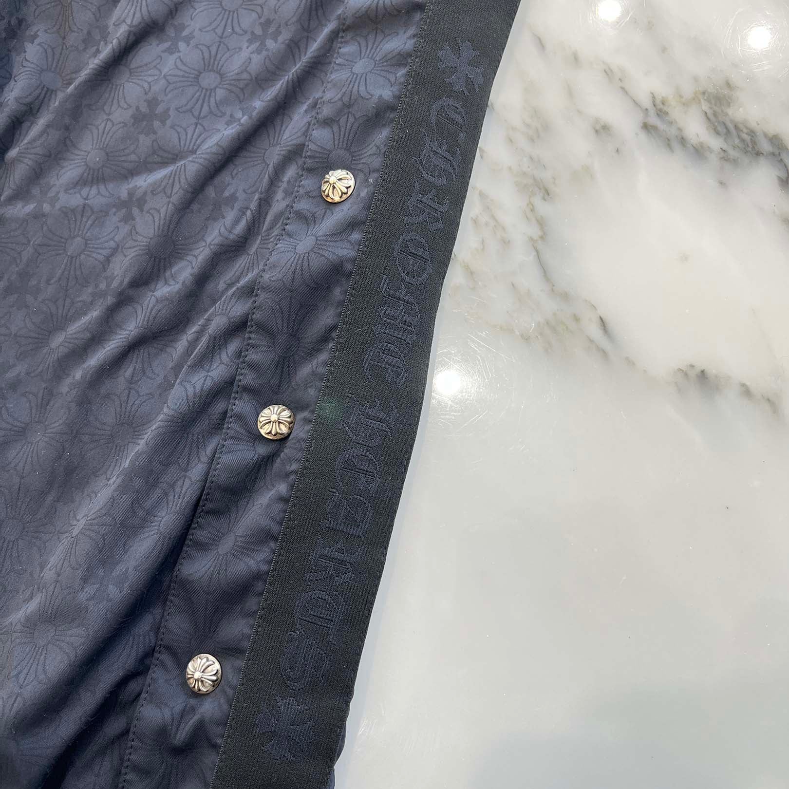 CHROME HEARTS CH Plus Horseshoe Side Cross Ball Line Nylon Track Pants Size S クロムハーツ CHプラス ホースシュー サイドクロスボールライン ナイロン トラックパンツ サイズS